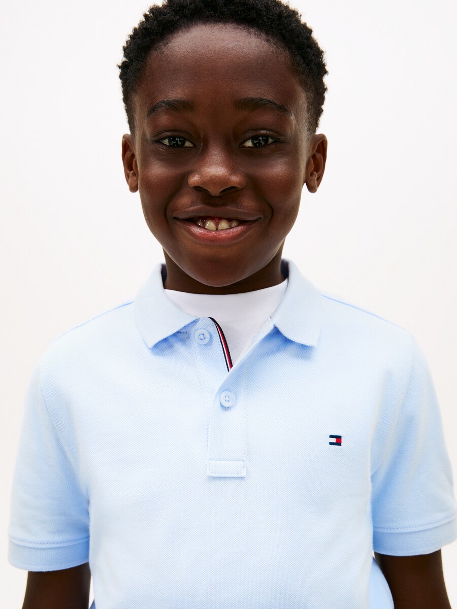 Polo Piqué de Algodão Azul-3