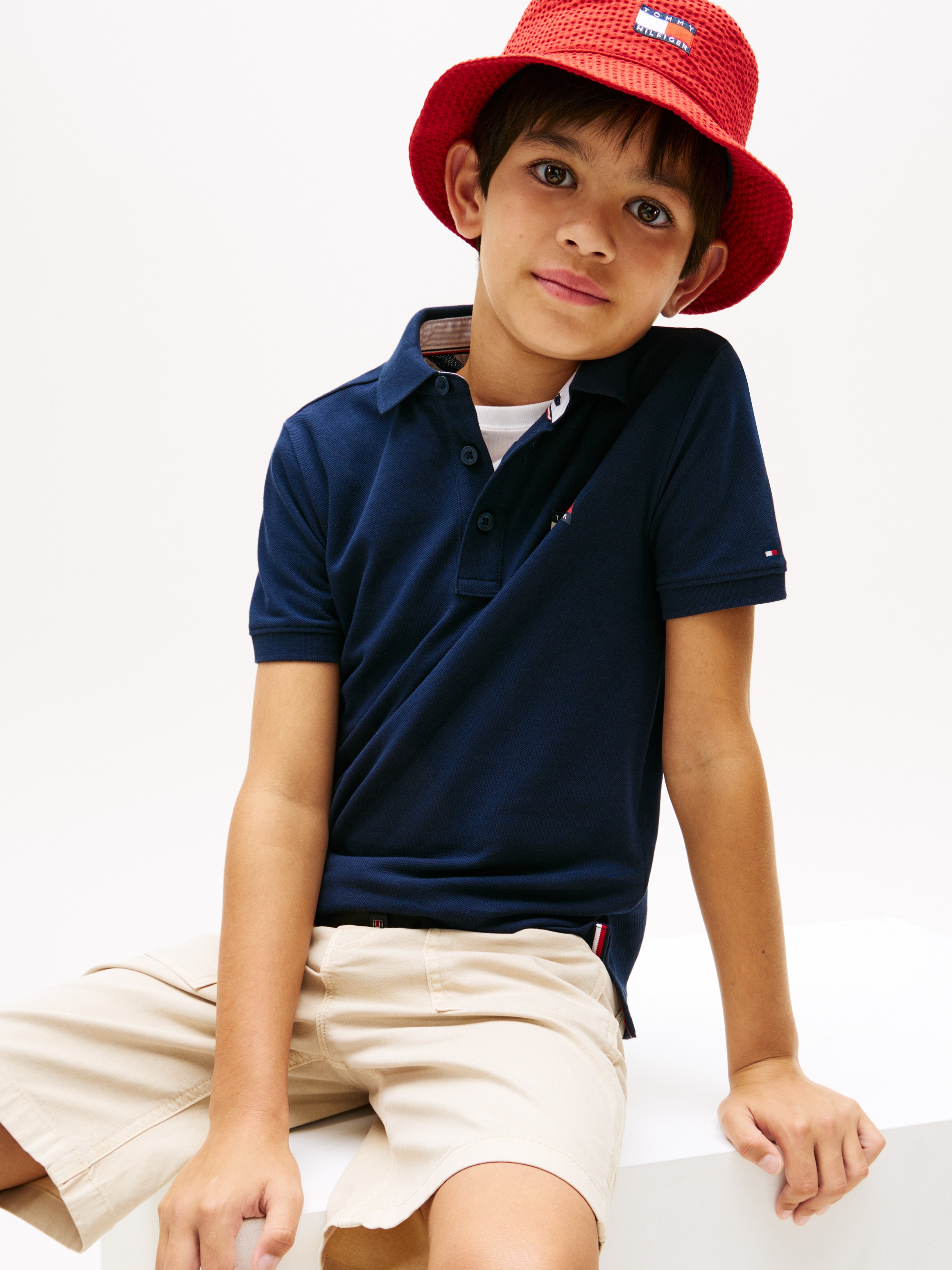 Polo com Logótipo de Bandeira no Peito Tommy Hilfiger Azul-2