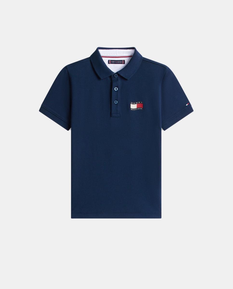 Polo com Logótipo de Bandeira no Peito Tommy Hilfiger Azul-5