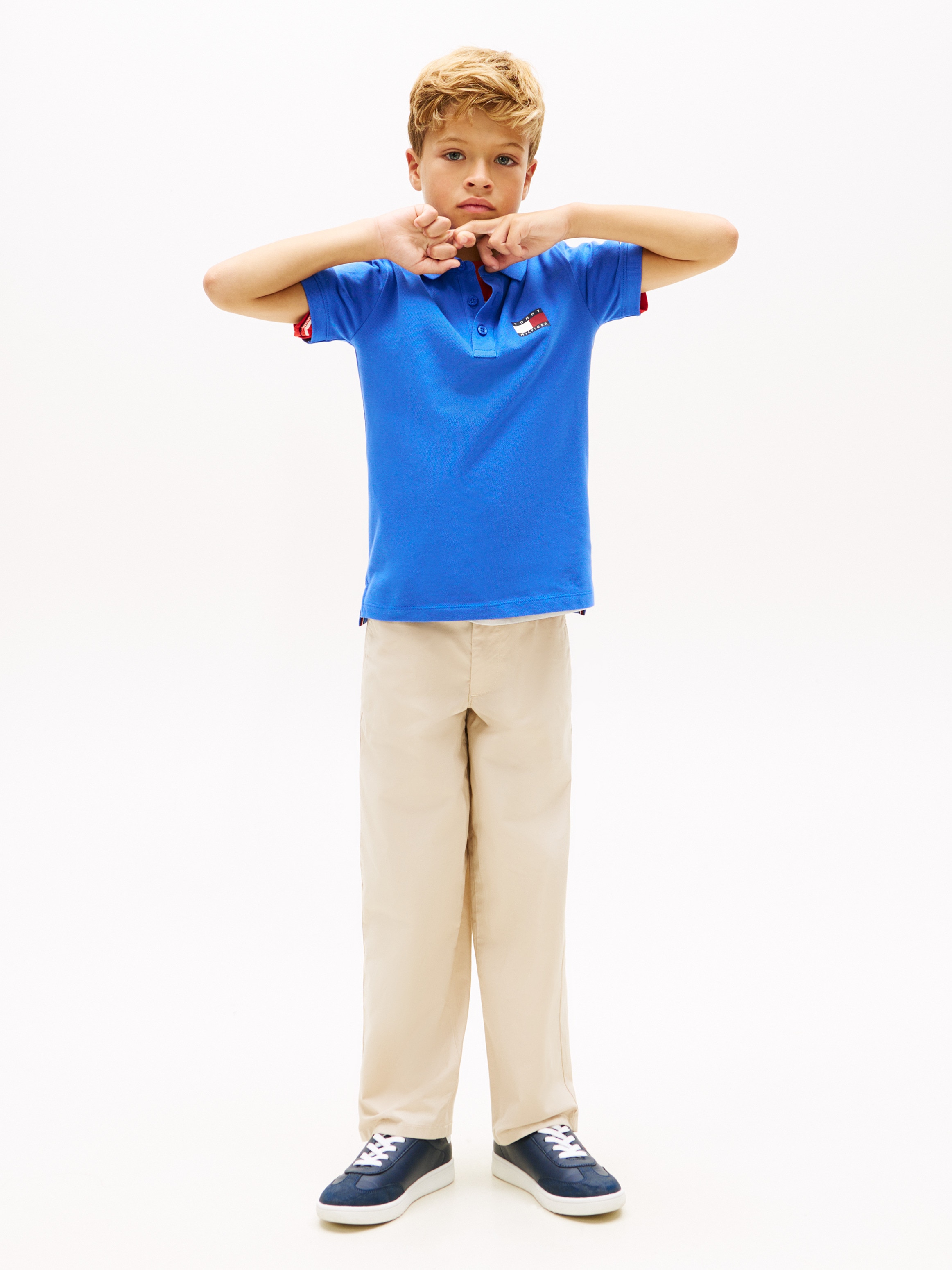 Polo com Logótipo de Bandeira no Peito Tommy Hilfiger Azul-4