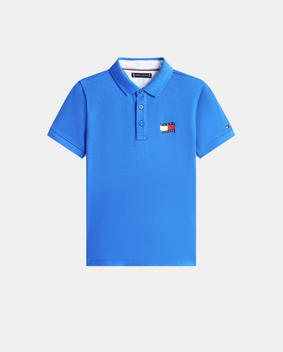 Polo com Logótipo de Bandeira no Peito Tommy Hilfiger Azul-5