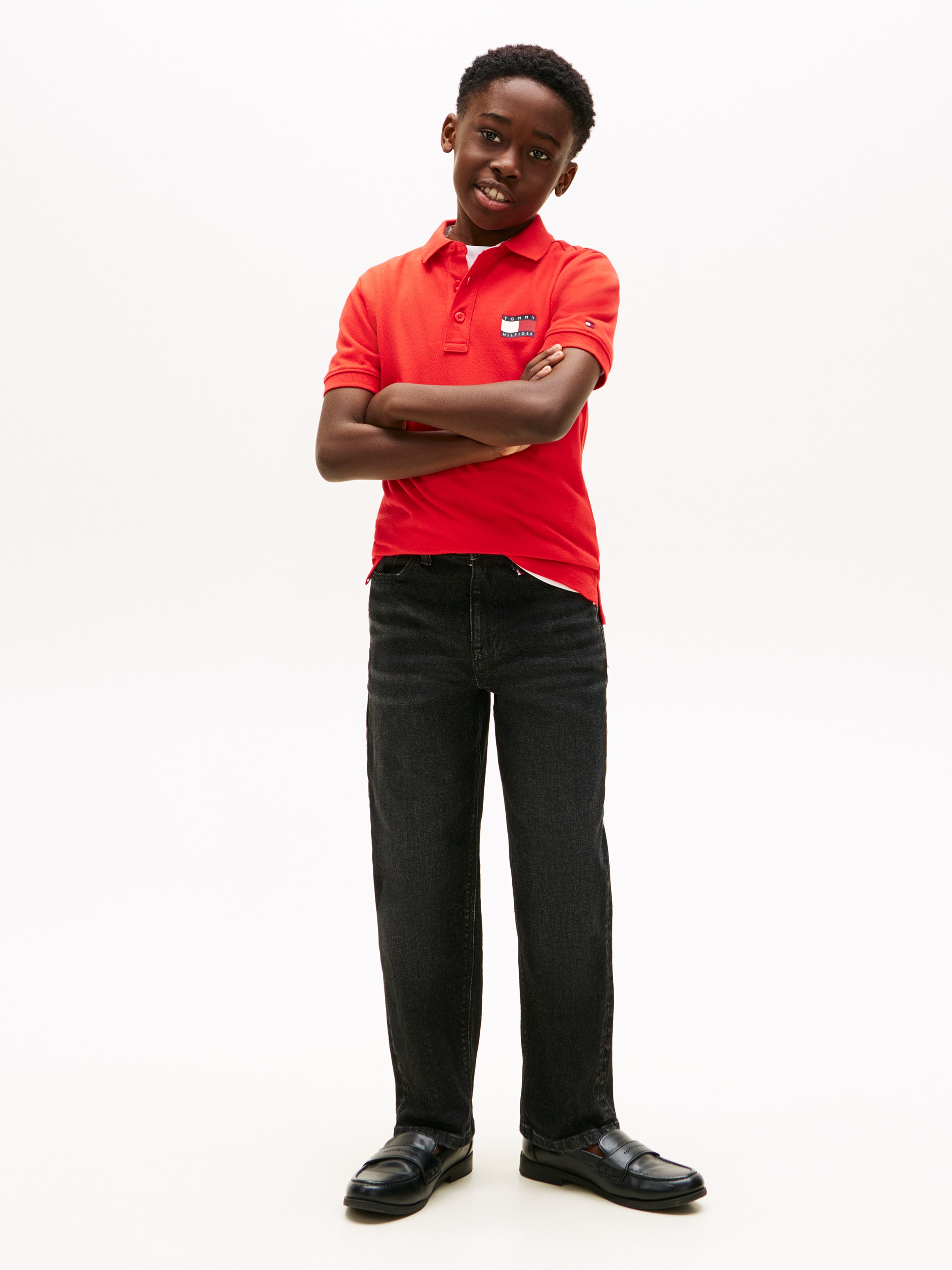 Polo com Logótipo de Bandeira no Peito Tommy Hilfiger Vermelho-4
