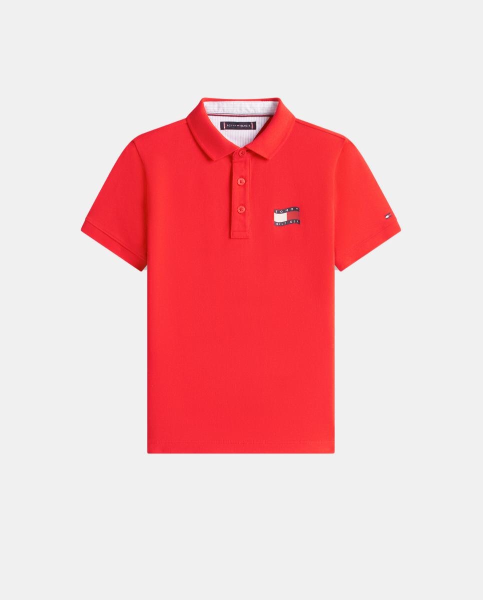 Polo com Logótipo de Bandeira no Peito Tommy Hilfiger Vermelho-5