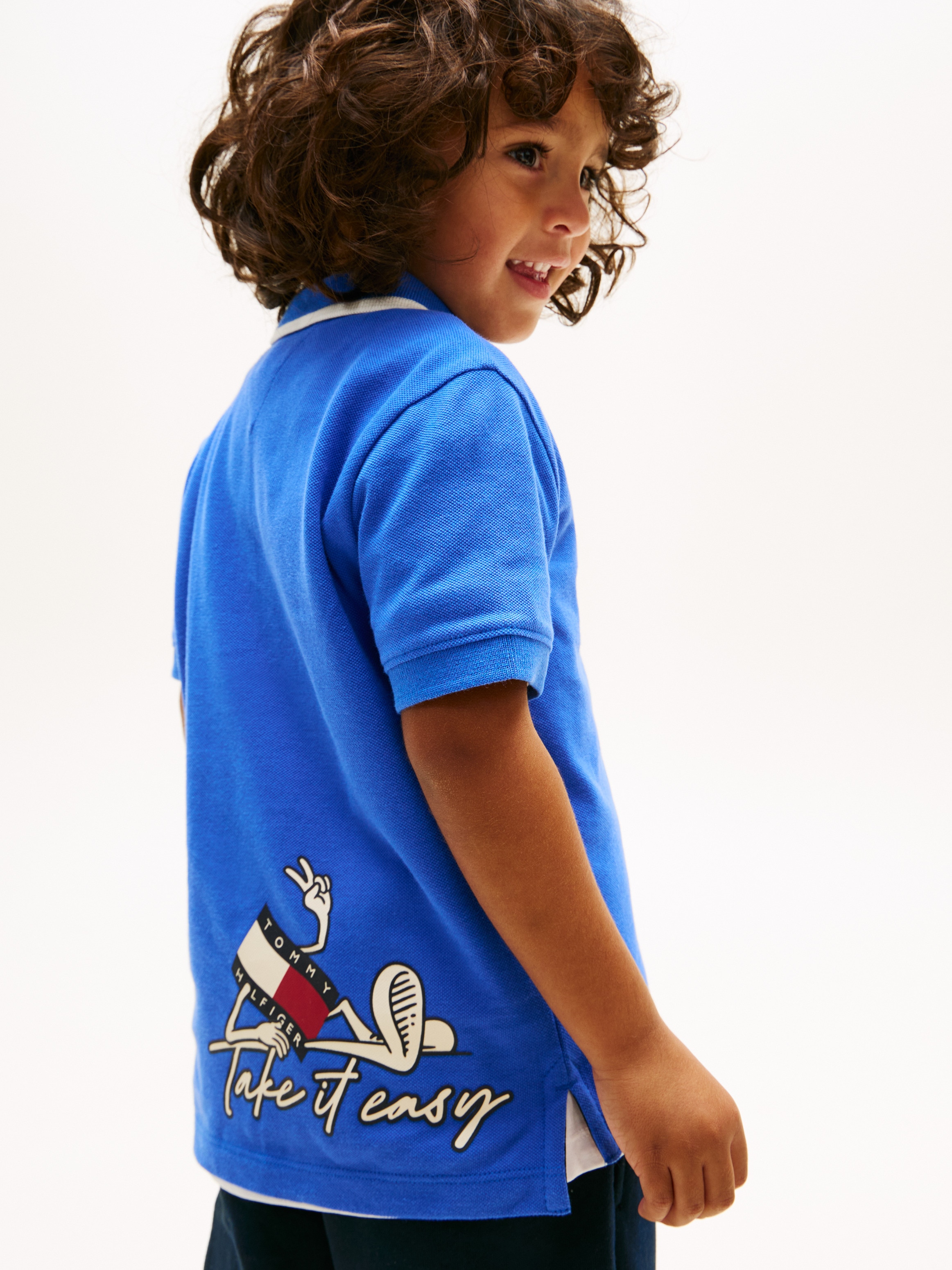 Polo com Detalhe de Logótipo no Peito Tommy Hilfiger Azul-3