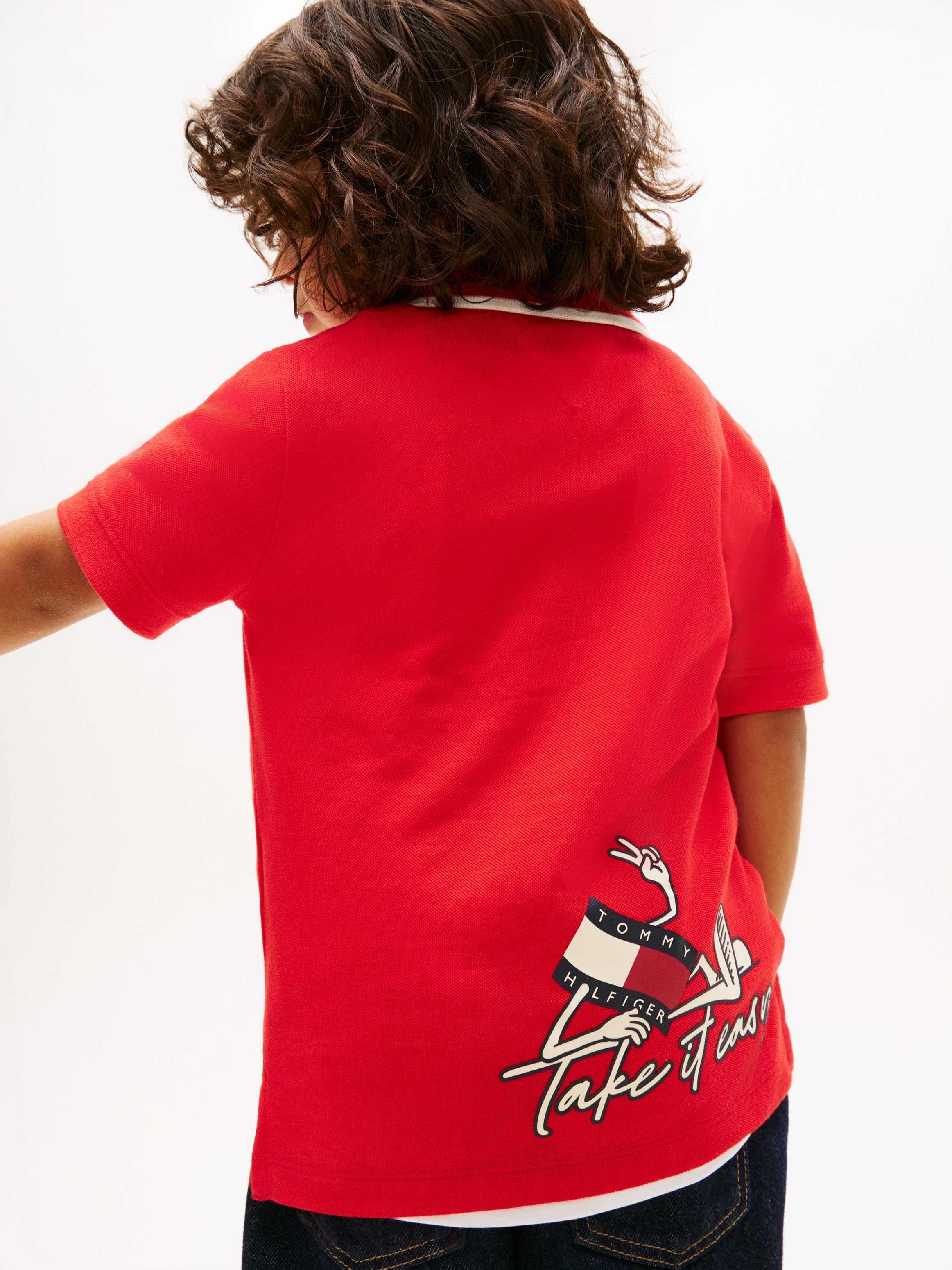 Polo com Detalhe de Logótipo no Peito Tommy Hilfiger Vermelho-3