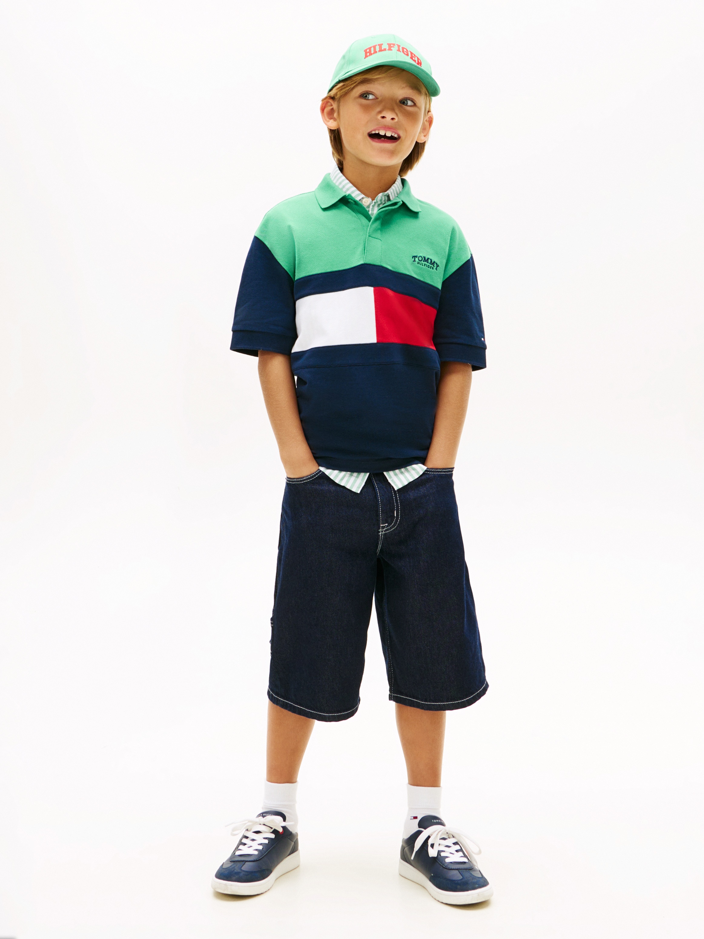 Polo com Color Block da Malha Tommy Hilfiger Verde-4
