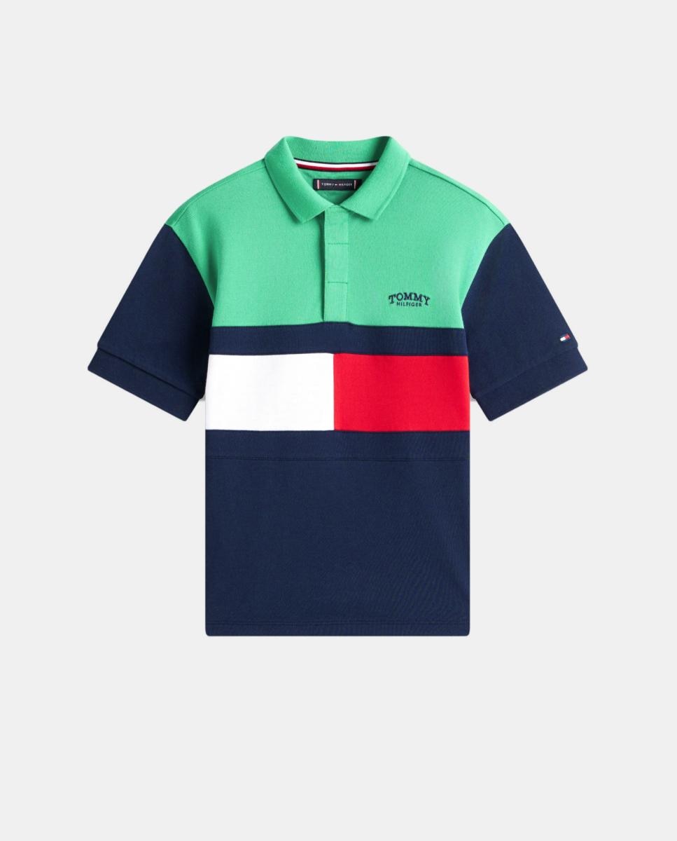 Polo com Color Block da Malha Tommy Hilfiger Verde-5