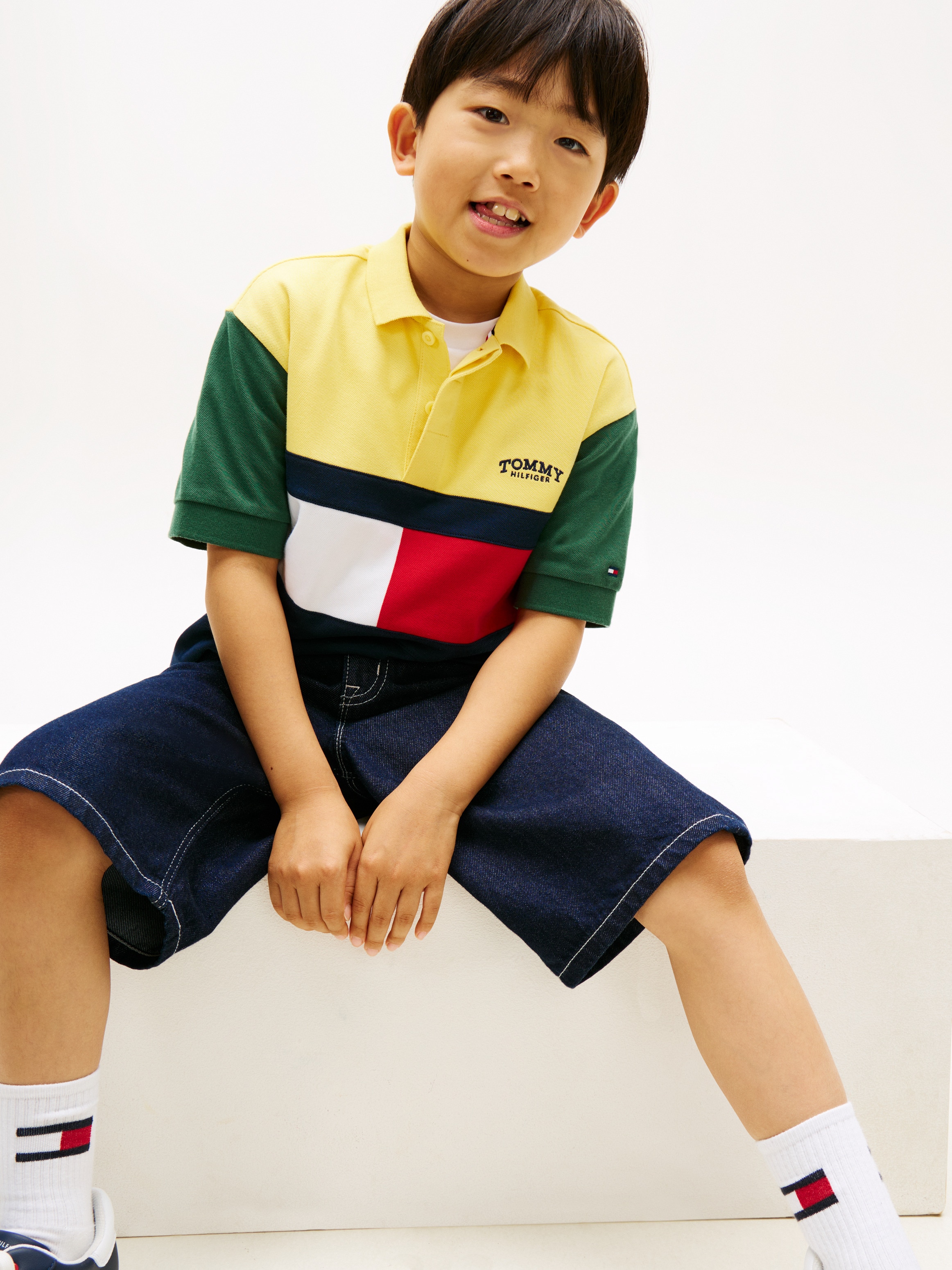 Polo com Color Block da Malha Tommy Hilfiger Amarelo-3