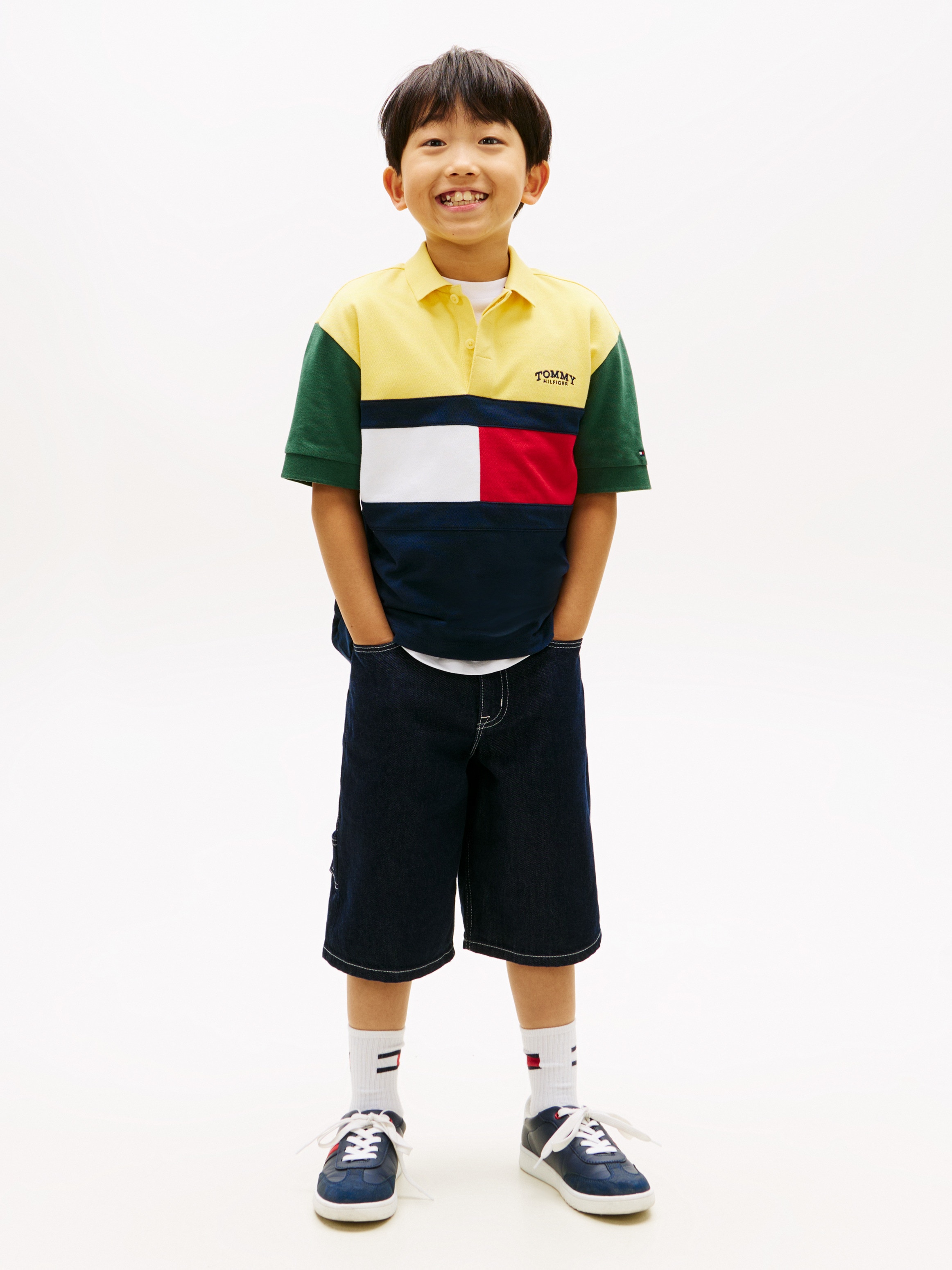 Polo com Color Block da Malha Tommy Hilfiger Amarelo-4