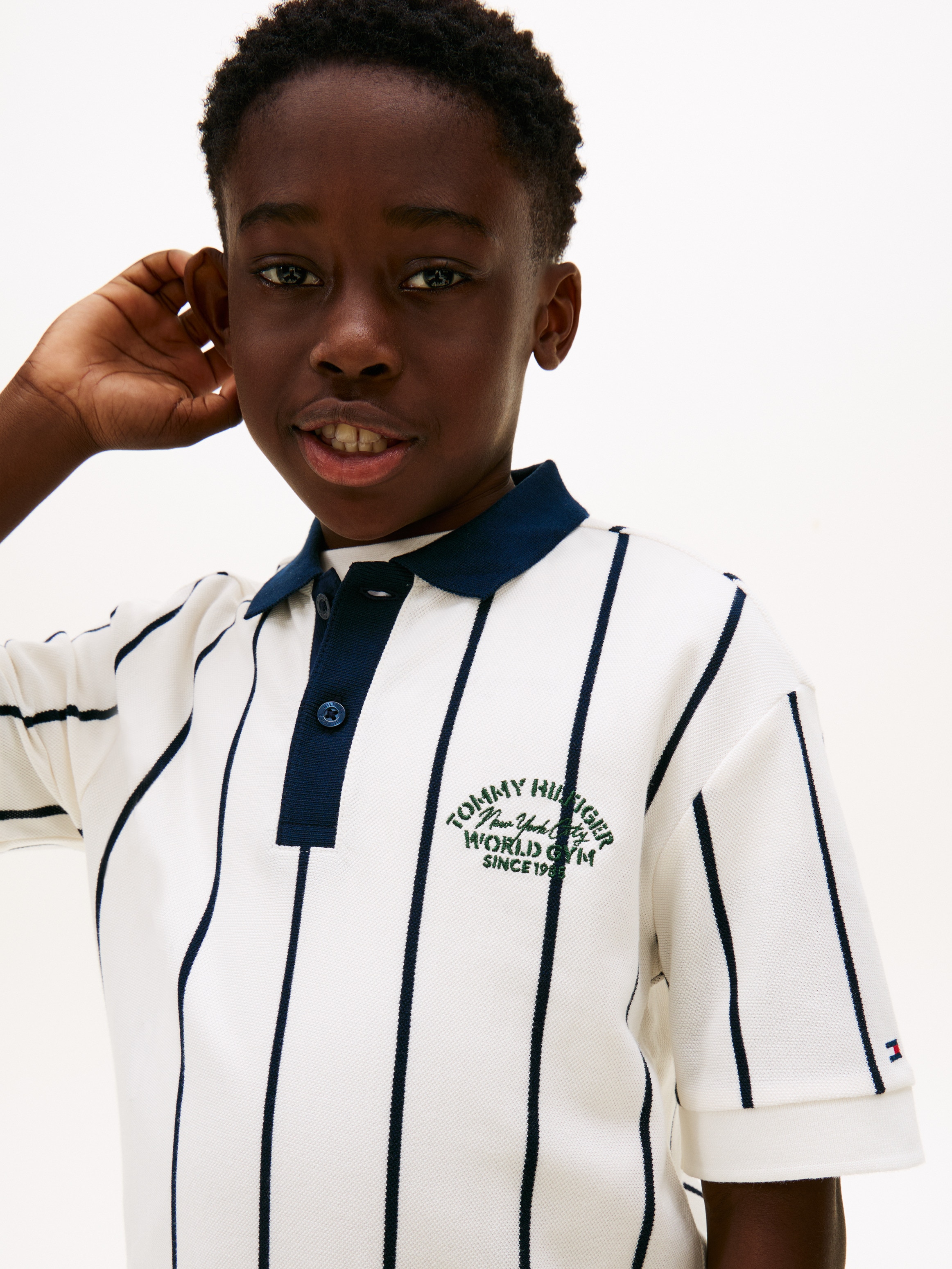 Polo de Inspiração de Basebol com Logótipo nas Costas Tommy Hilfiger Branco-3