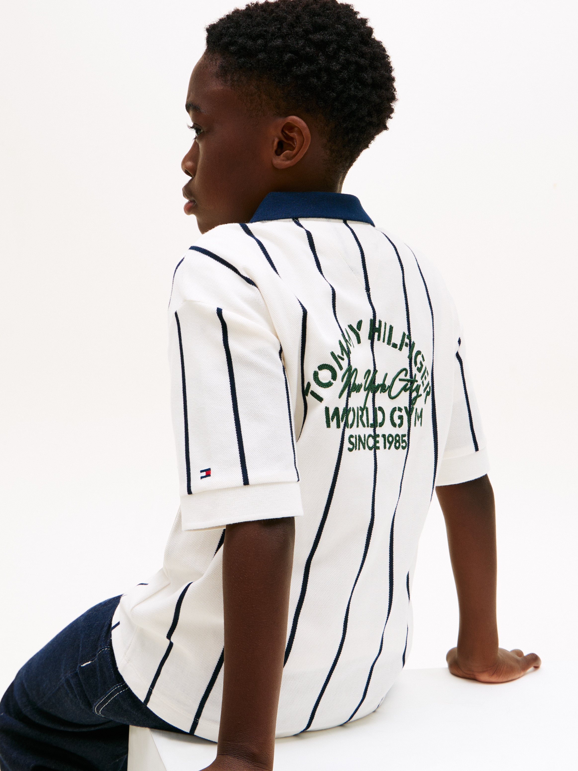 Polo de Inspiração de Basebol com Logótipo nas Costas Tommy Hilfiger Branco-5