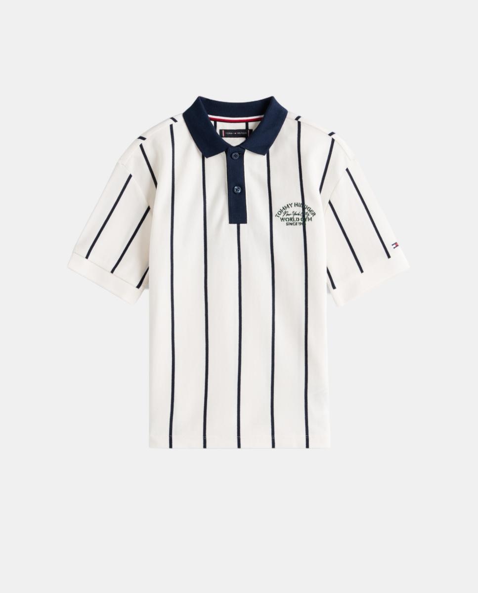 Polo de Inspiração de Basebol com Logótipo nas Costas Tommy Hilfiger Branco-6