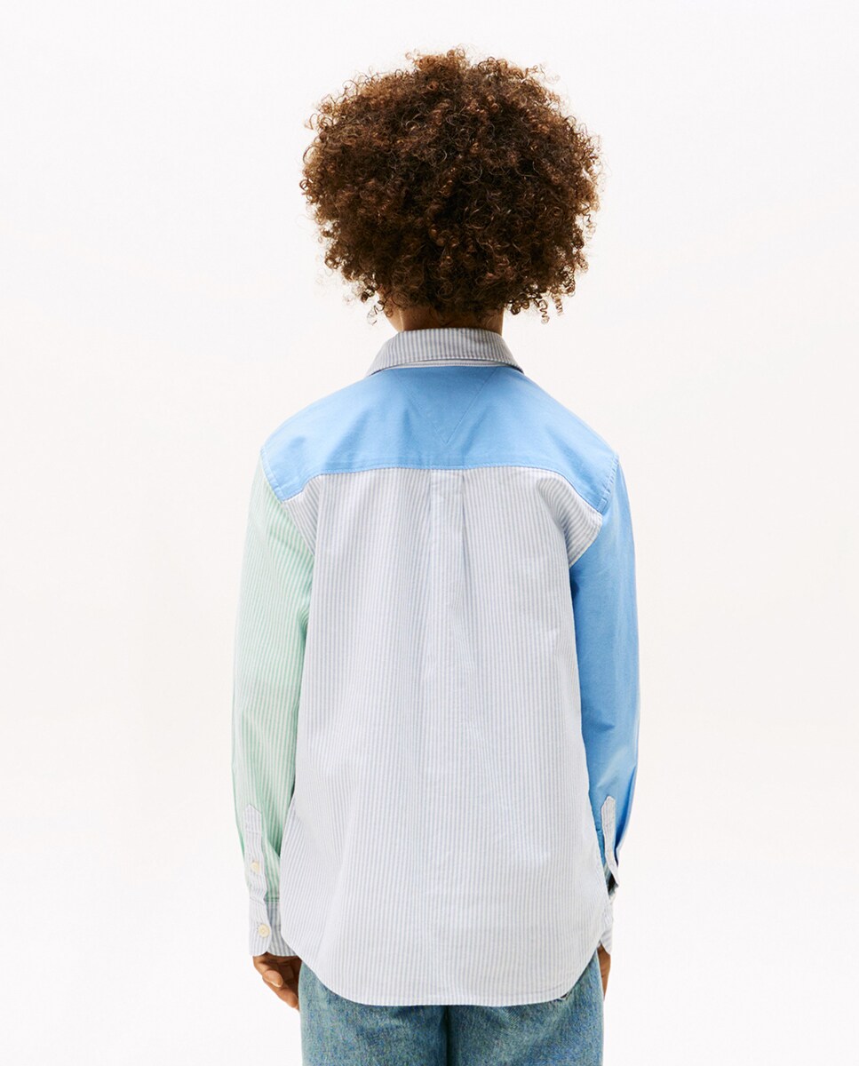 Camisa de Manga Comprida com Color Block Azul-2