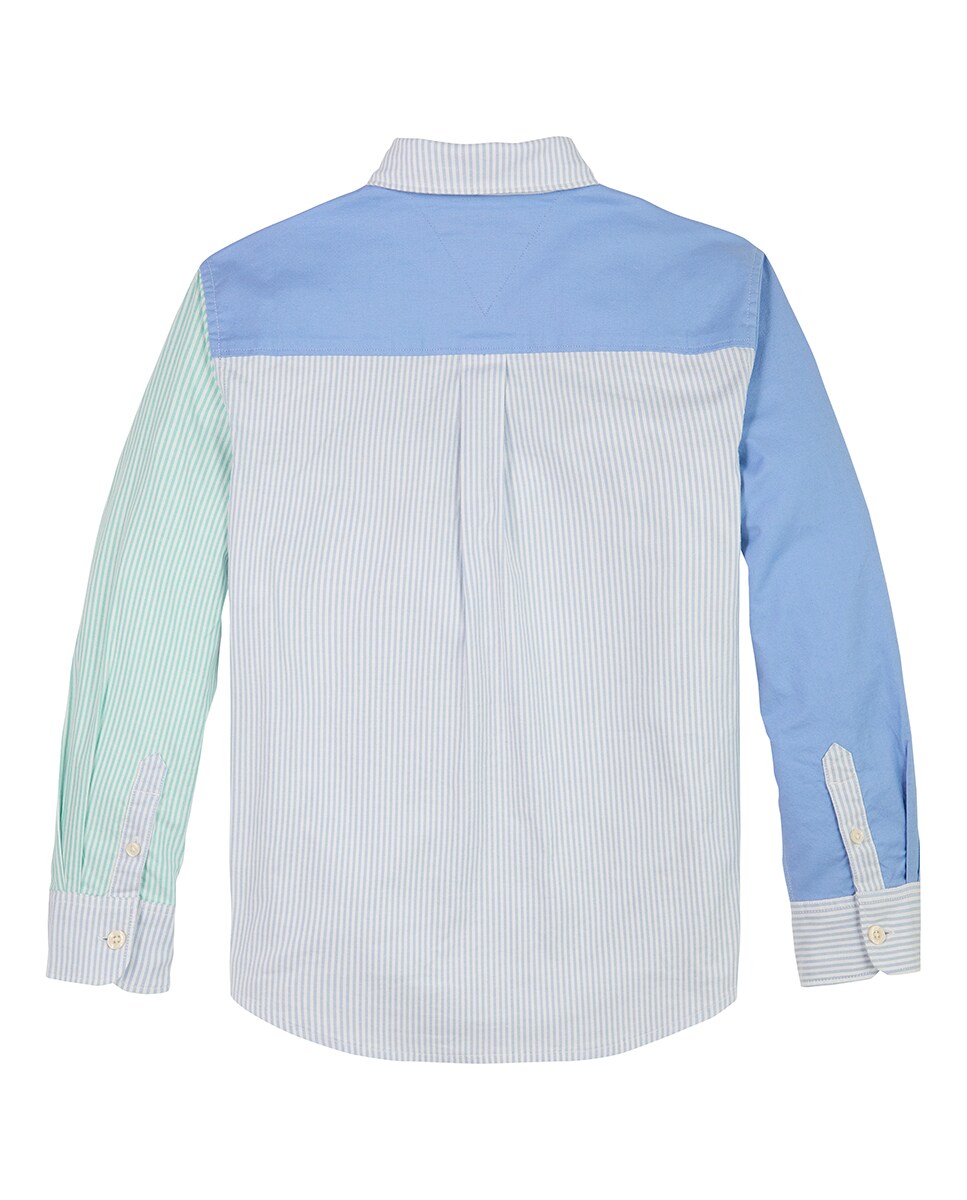 Camisa de Manga Comprida com Color Block Azul-6