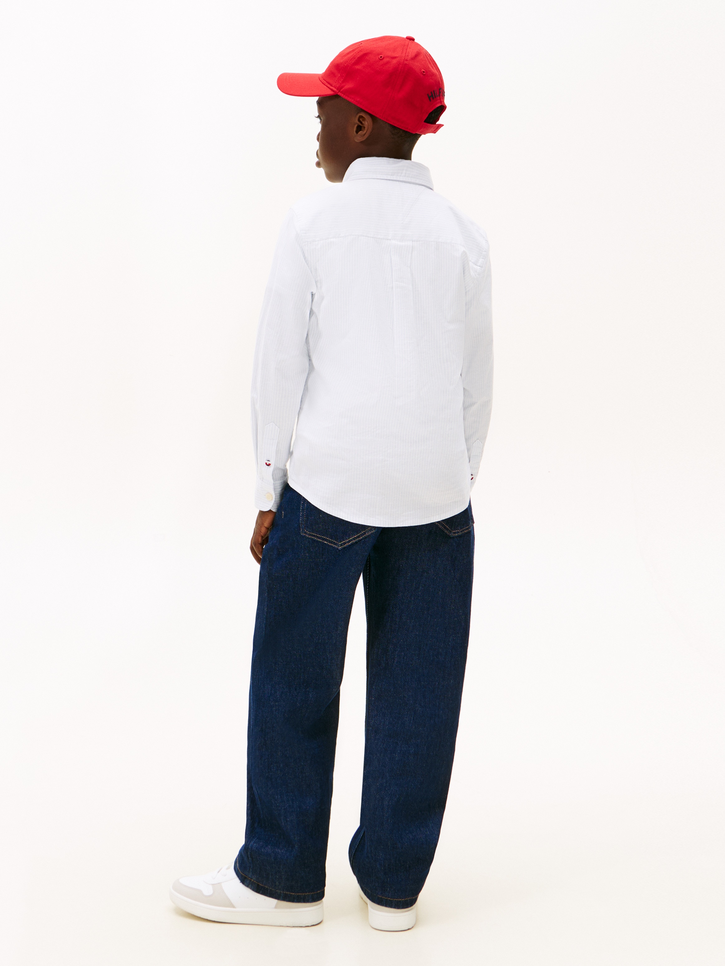 Camisa às Riscas com Gola Abotoada Azul-2