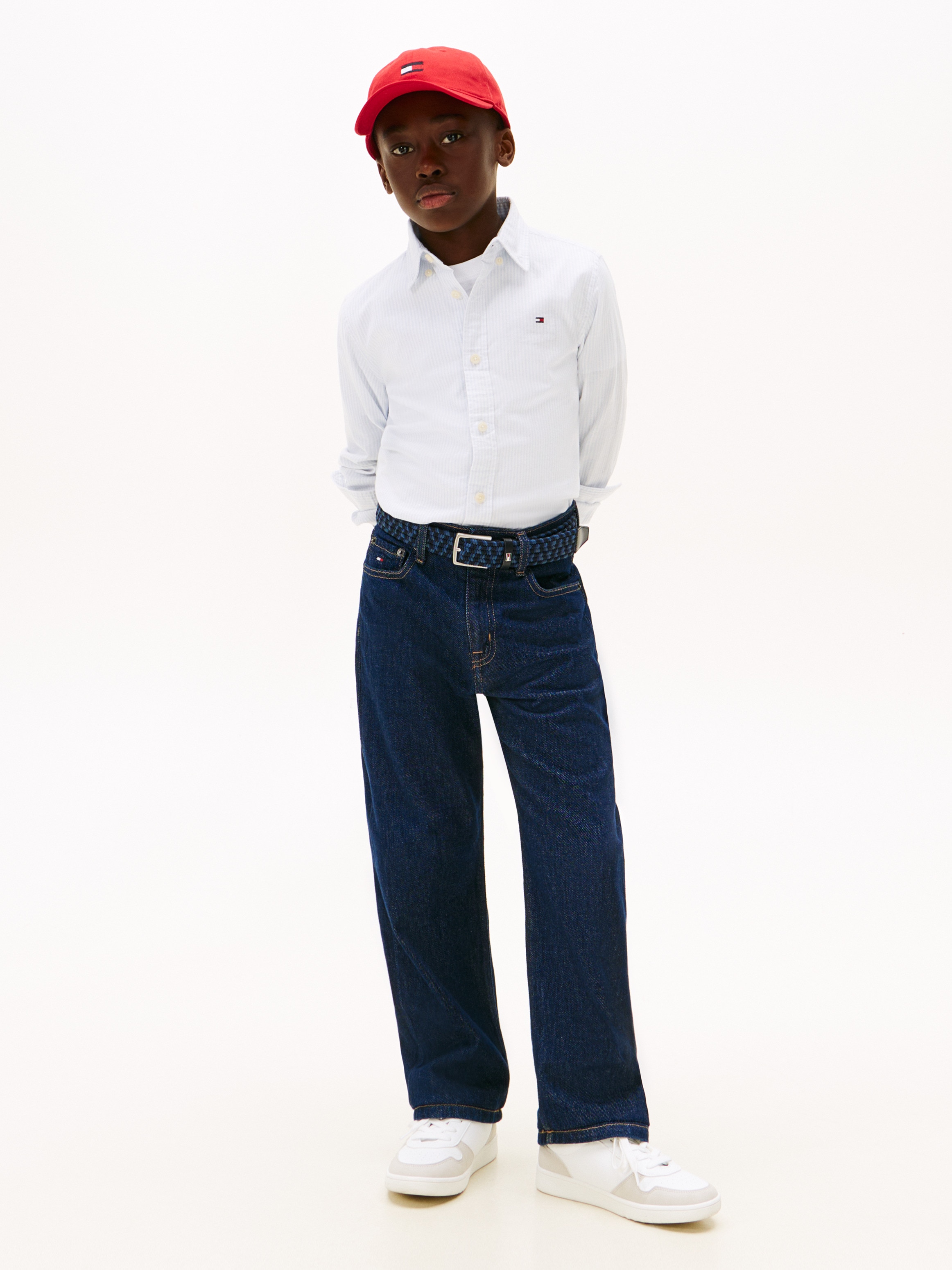 Camisa às Riscas com Gola Abotoada Azul-4