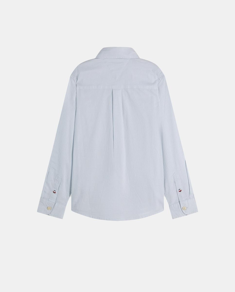 Camisa às Riscas com Gola Abotoada Azul-7