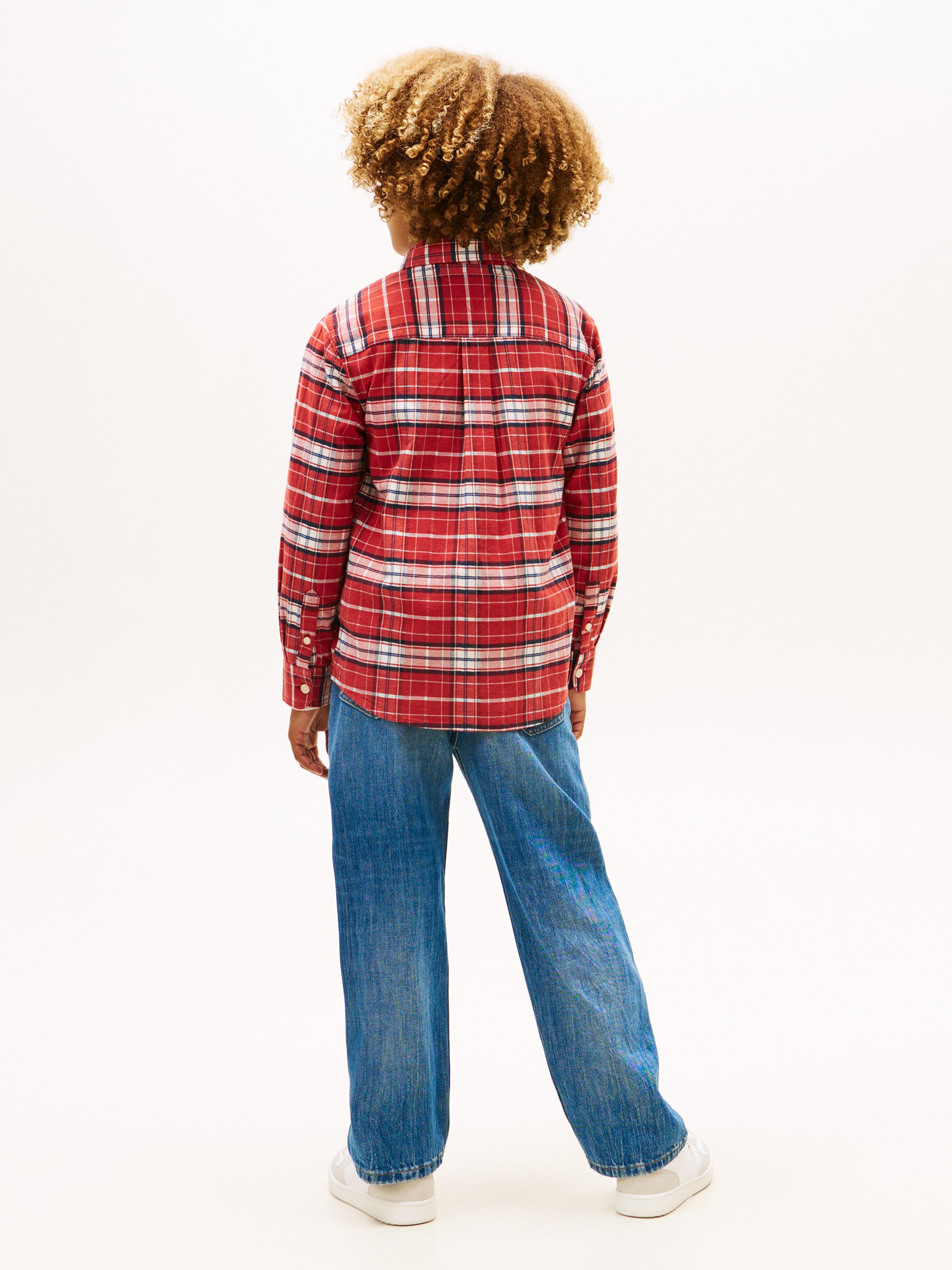 Camisa de flanela aos quadrados Vermelho-2