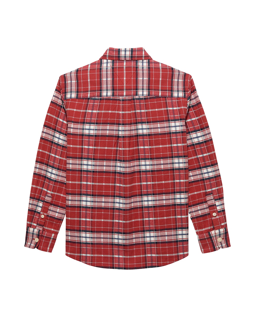 Camisa de flanela aos quadrados Vermelho-6