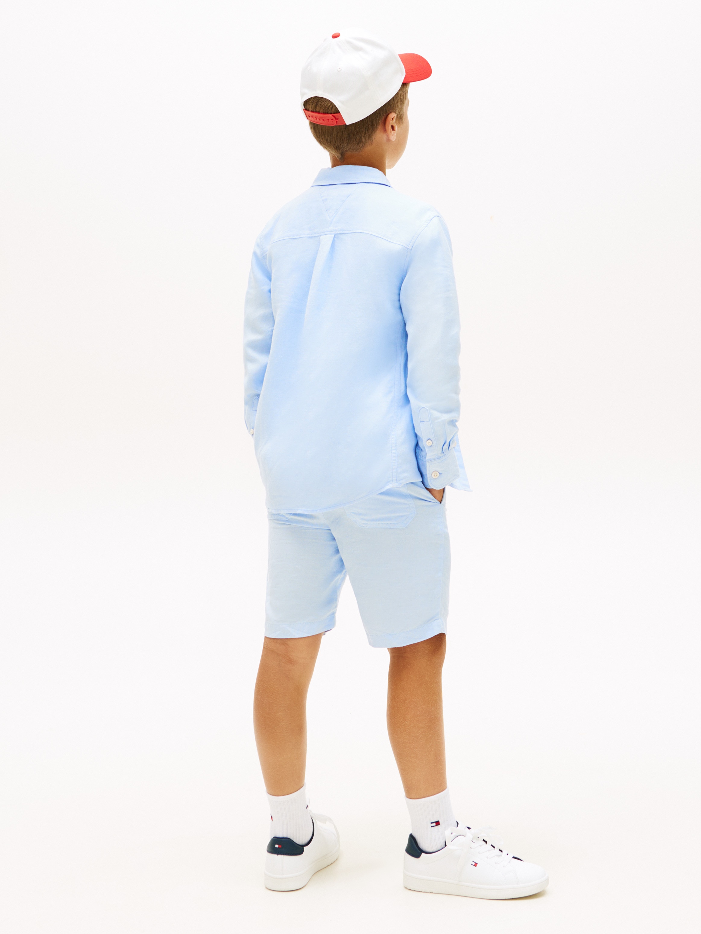 Camisa de Linho com Colarinho Clássico Azul-2