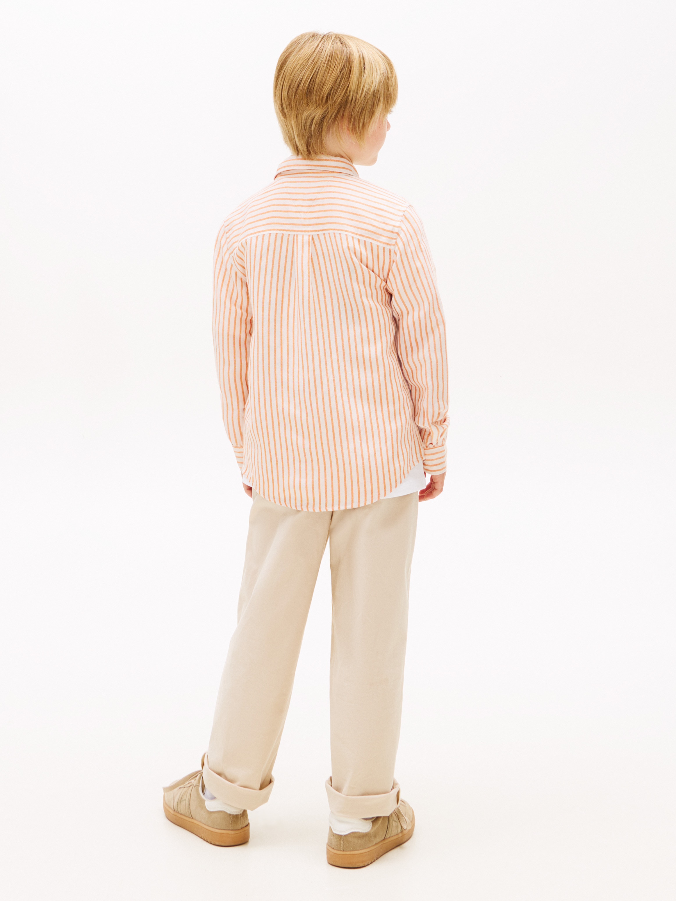 Camisa de Linho com Colarinho Clássico Tommy Hilfiger Laranja-2