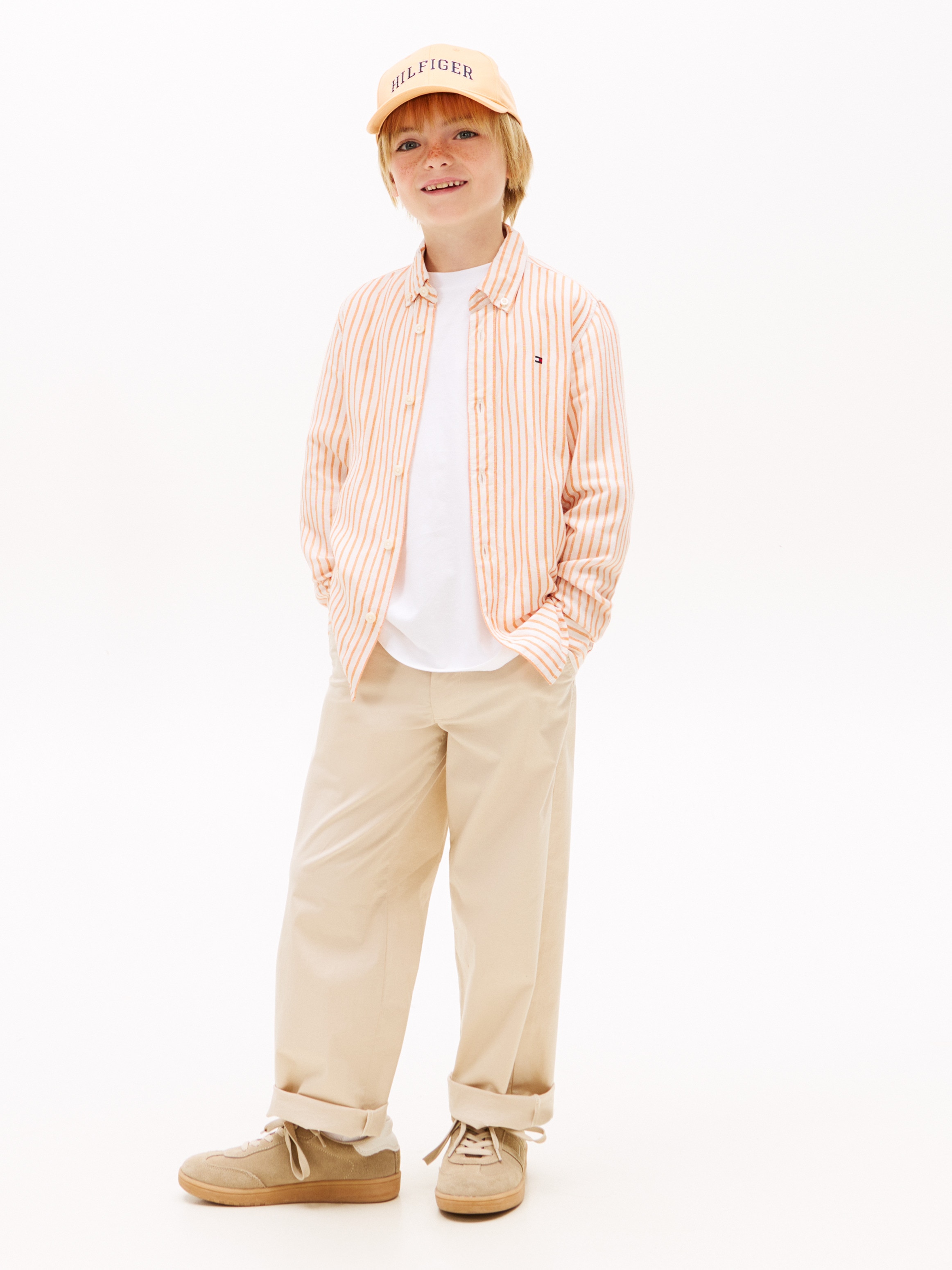 Camisa de Linho com Colarinho Clássico Tommy Hilfiger Laranja-4