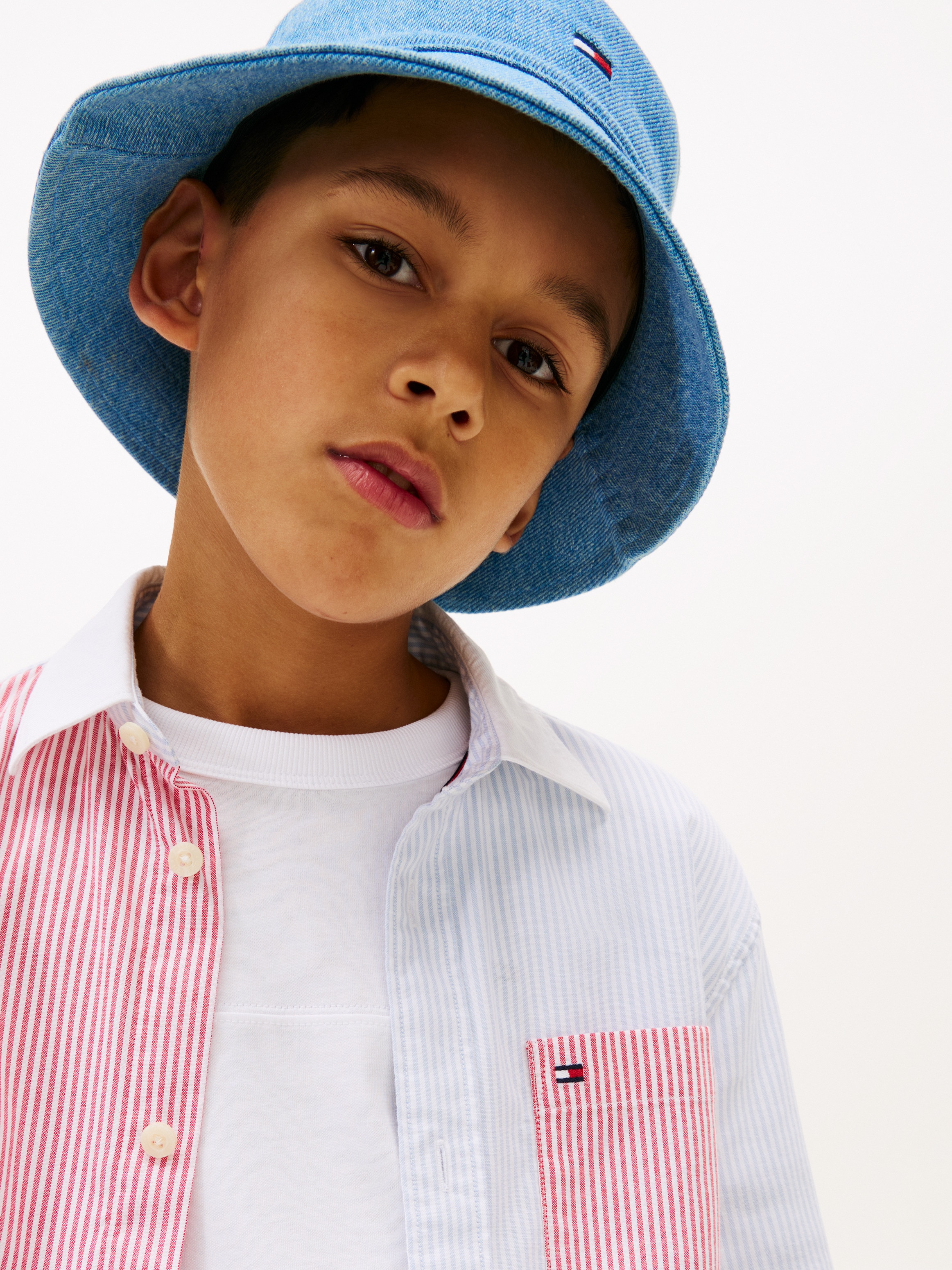 Camisa de Popelina com Color Block da Marca Tommy Hilfiger Vermelho-3