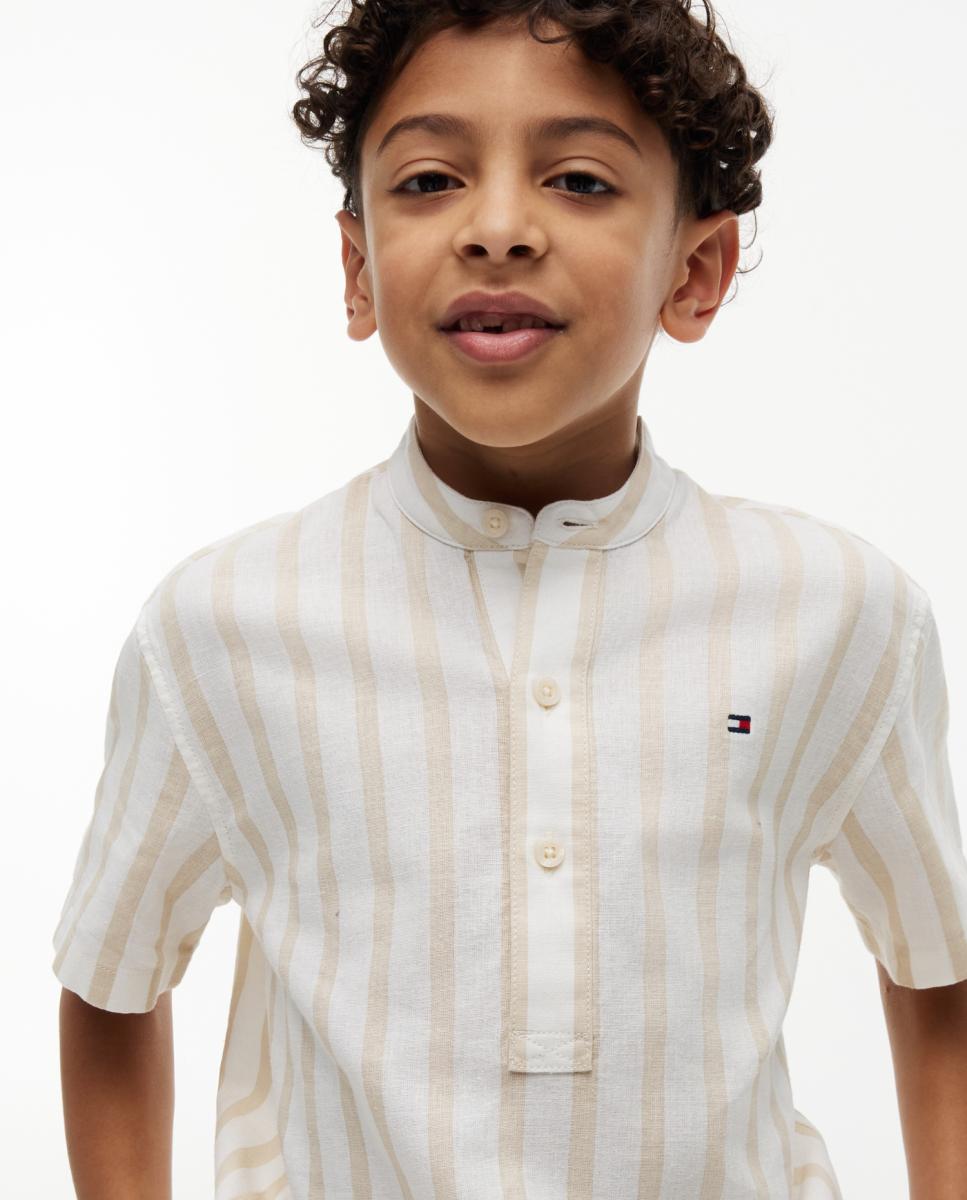 Camisa de Linho com Gola à Padre Castanho-3