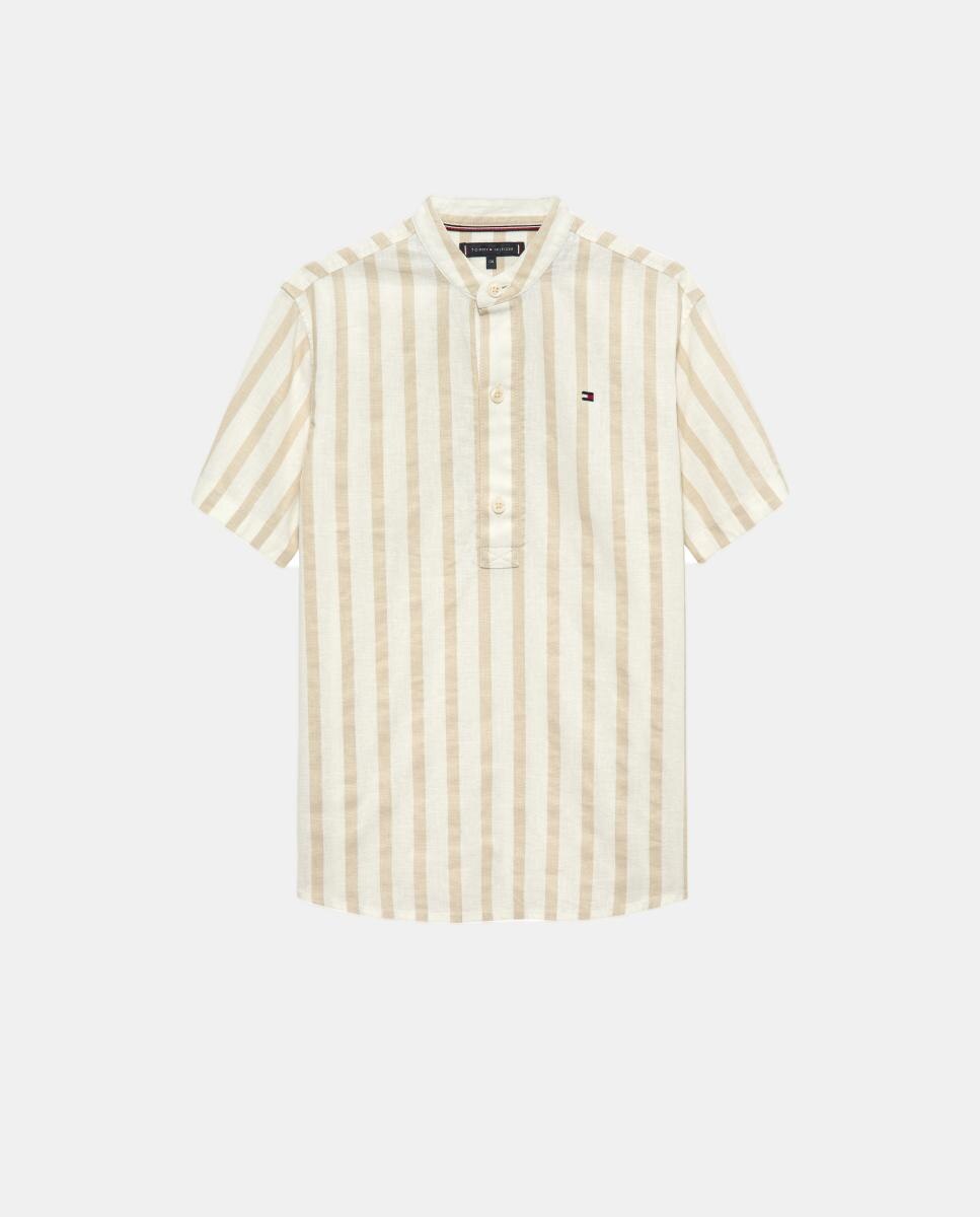 Camisa de Linho com Gola à Padre Castanho-5