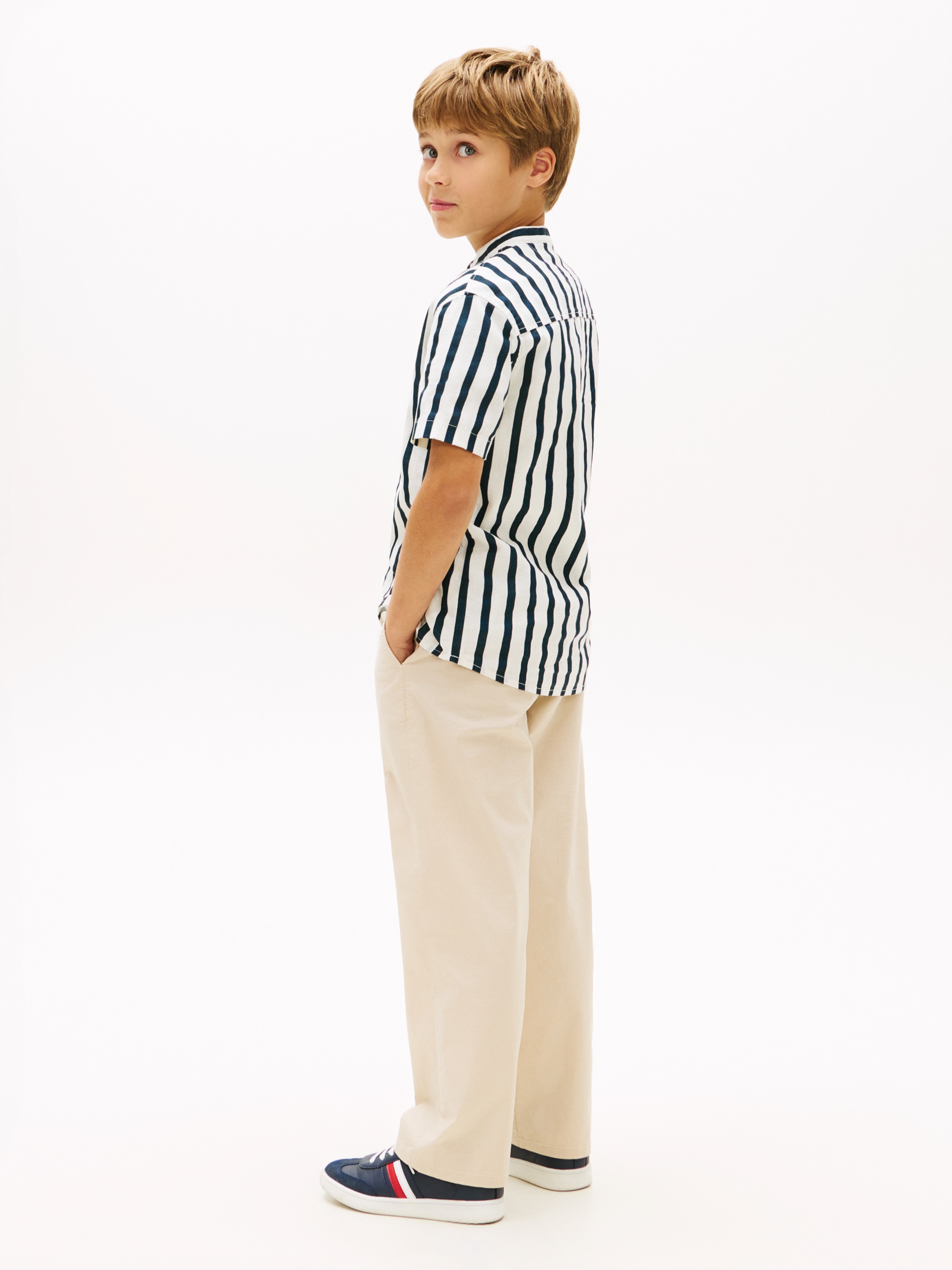 Camisa de Linho com Gola à Padre Azul-2