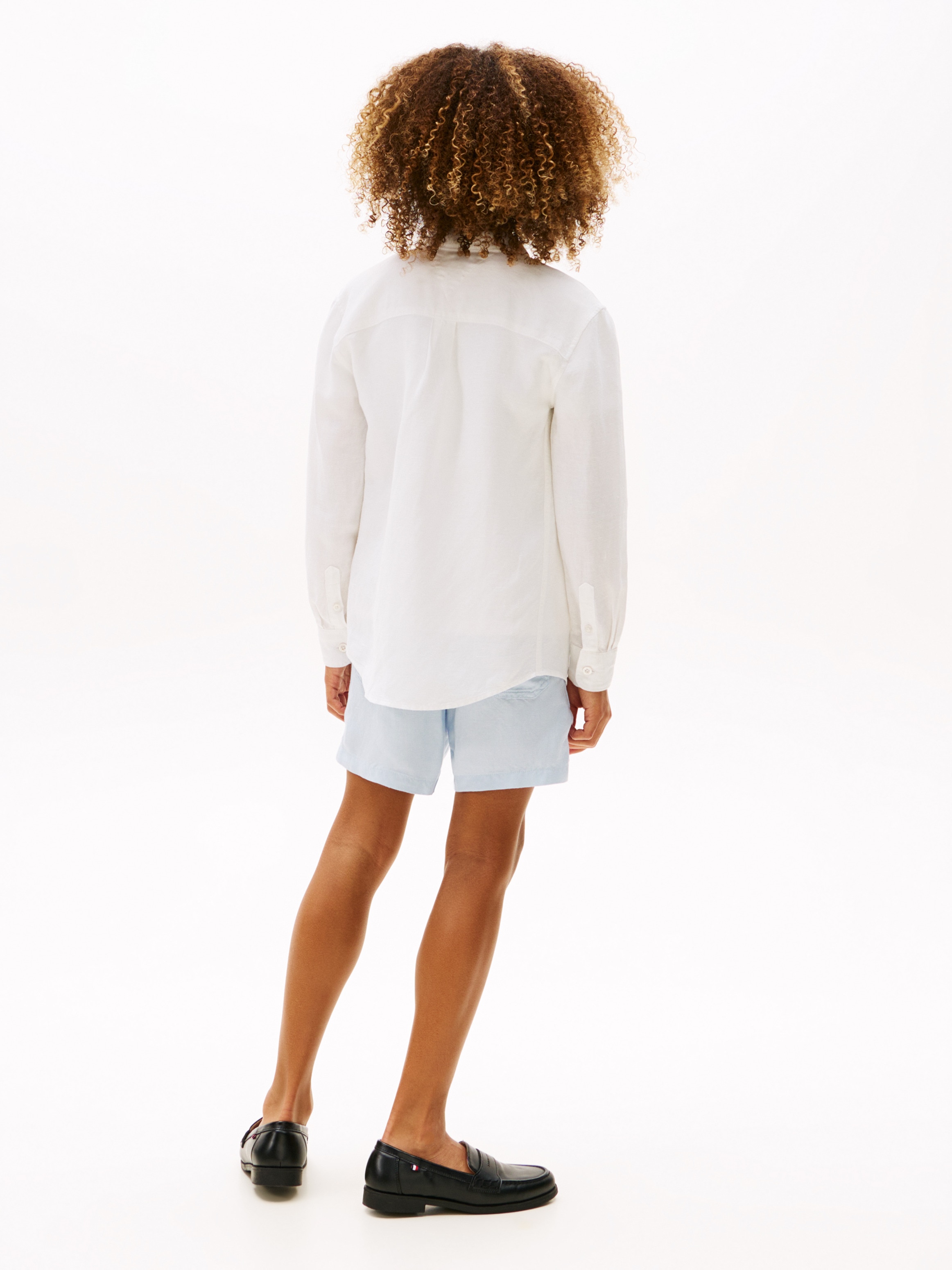 Camisa de Linho com Colarinho Clássico Branco-2
