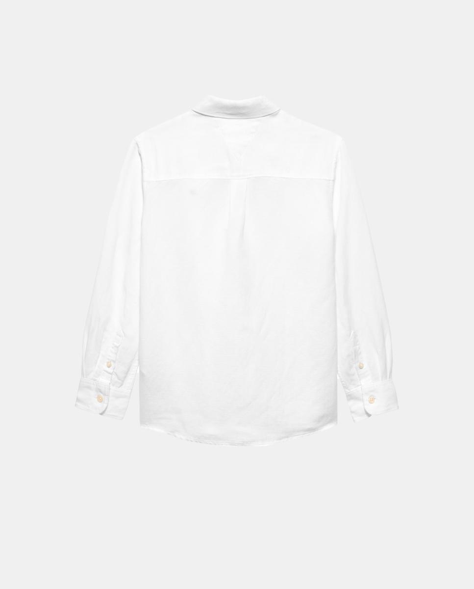 Camisa de Linho com Colarinho Clássico Branco-6