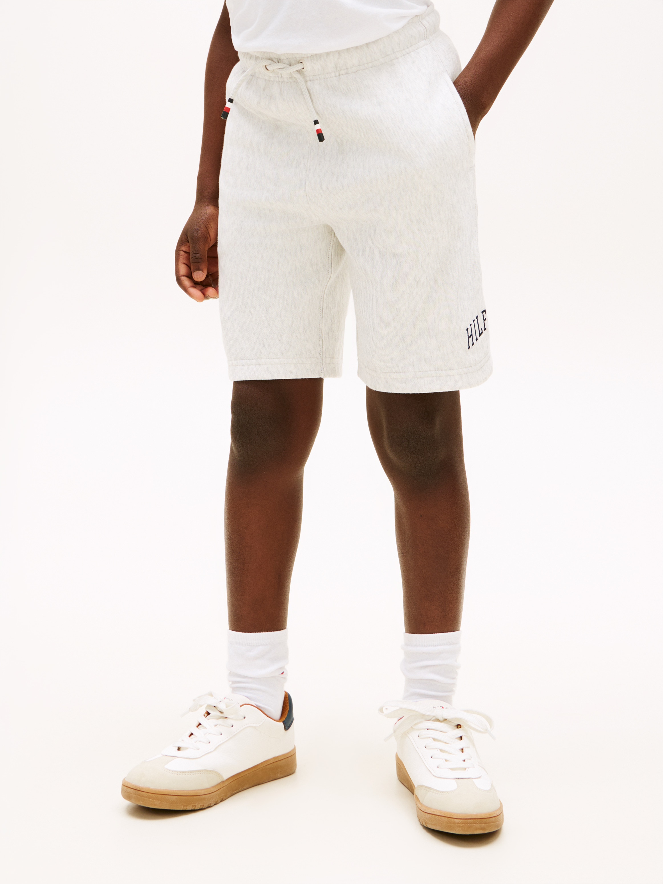 Calções com Logótipo da Marca Cinzento-2