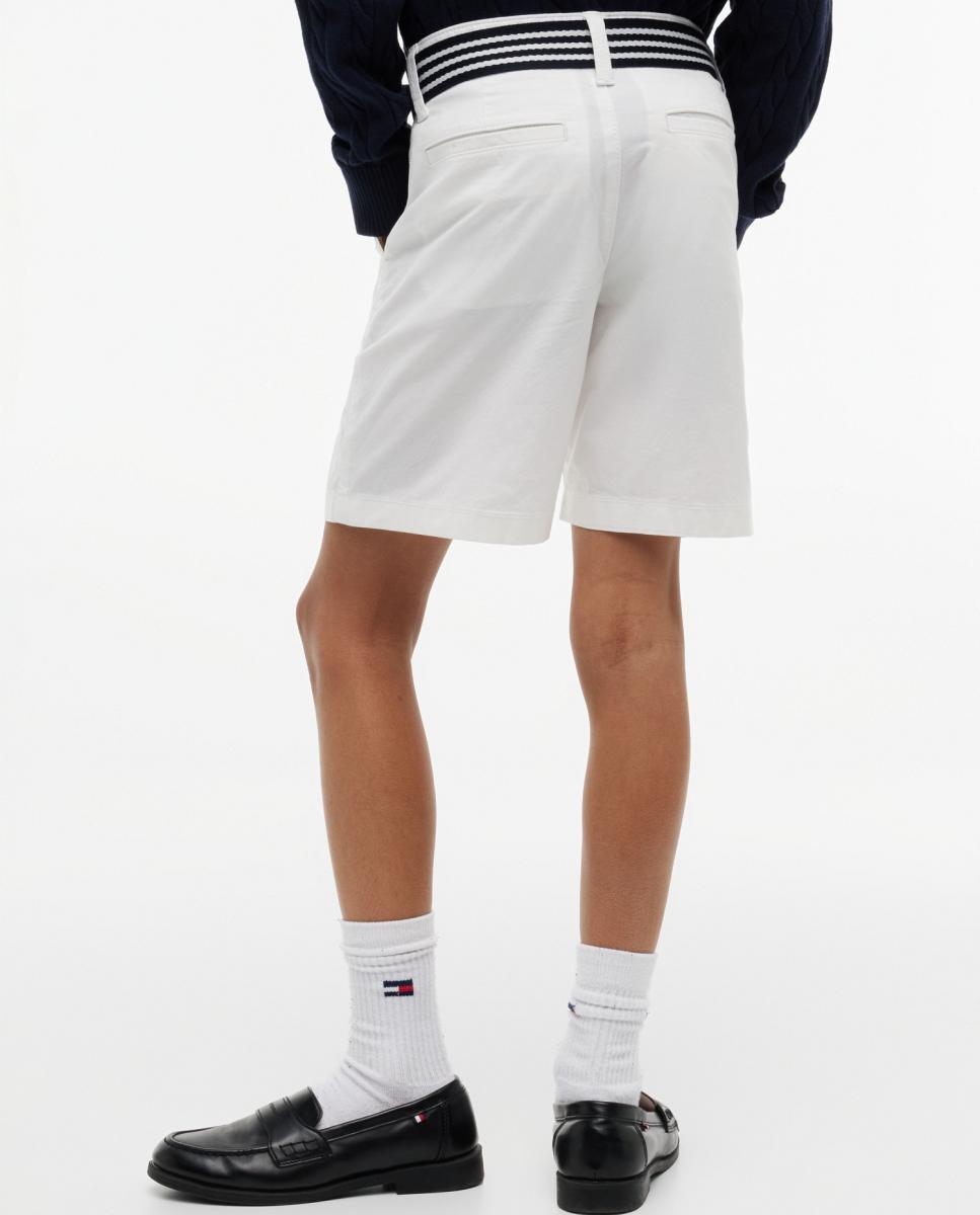 Bermudas com Cinto Entrançado Branco-4
