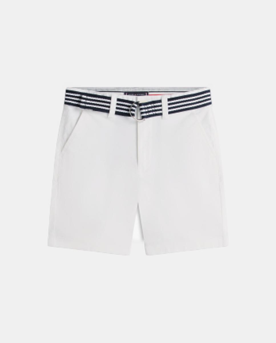 Bermudas com Cinto Entrançado Branco-5