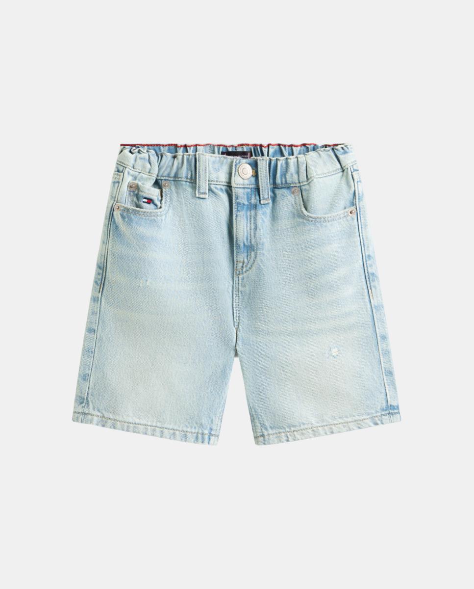 Bermudas com Cintura Ajustável e de Ganga Azul-5