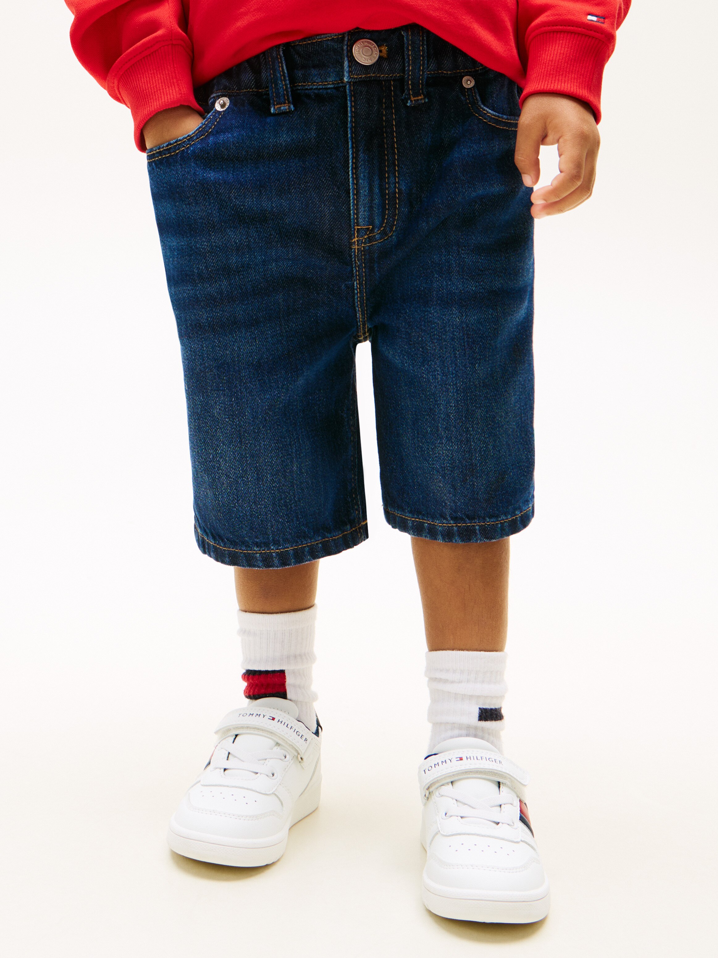 Bermudas com Cintura Ajustável e de Ganga Azul-2