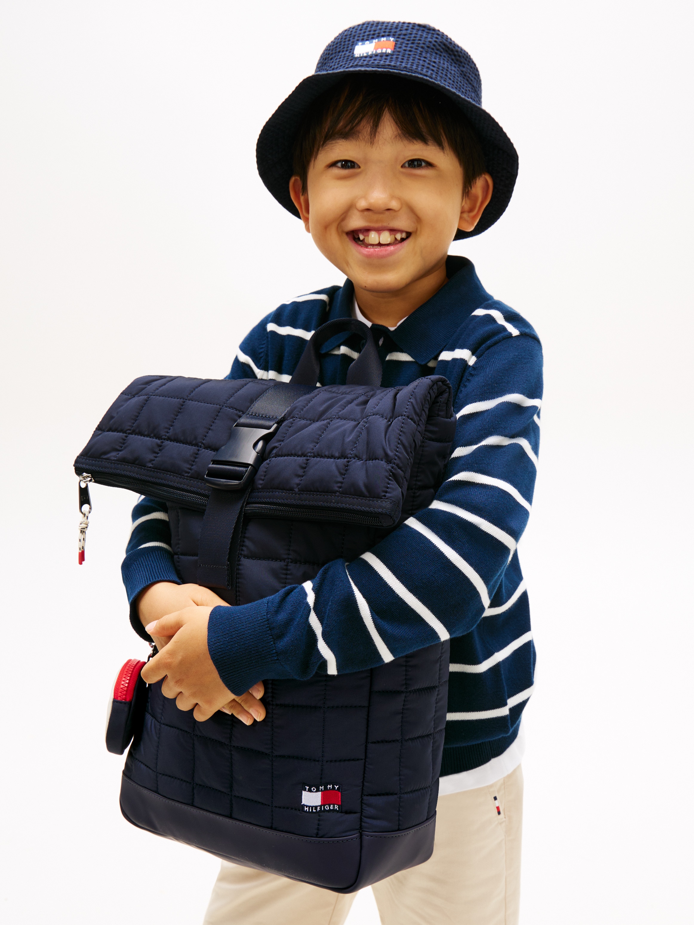 Mochila Acolchoada com Aba e Fecho de Clip Tommy Hilfiger Azul-5
