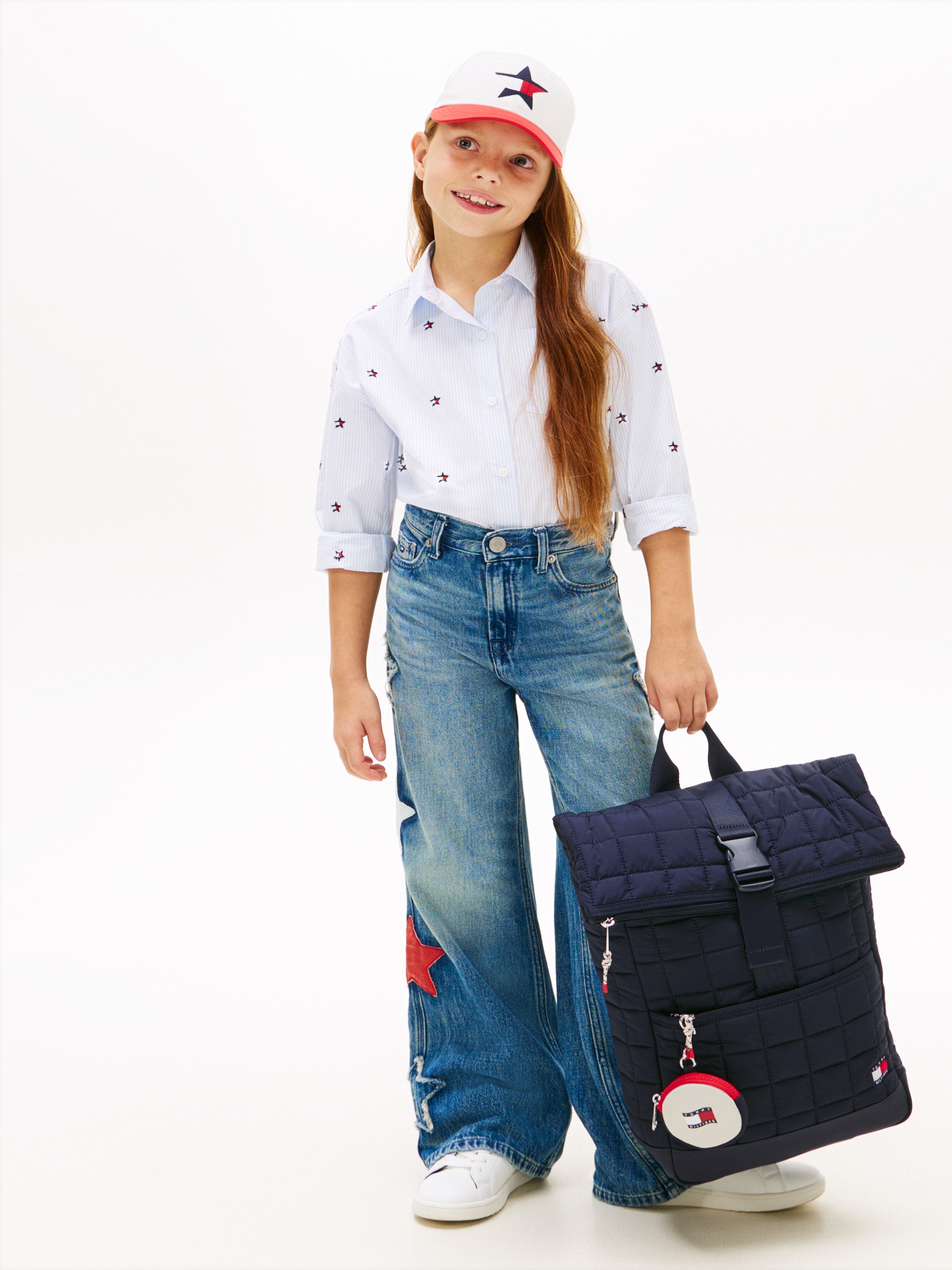 Mochila Acolchoada com Aba e Fecho de Clip Tommy Hilfiger Azul-6