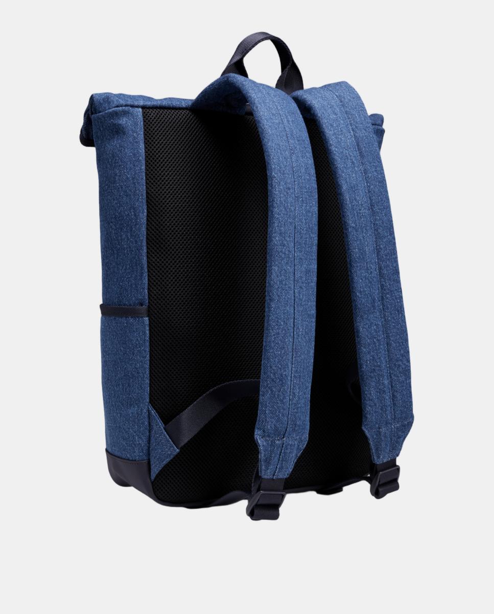 Mochila em Tecido de Ganga com Bandeira da Marca Azul-2