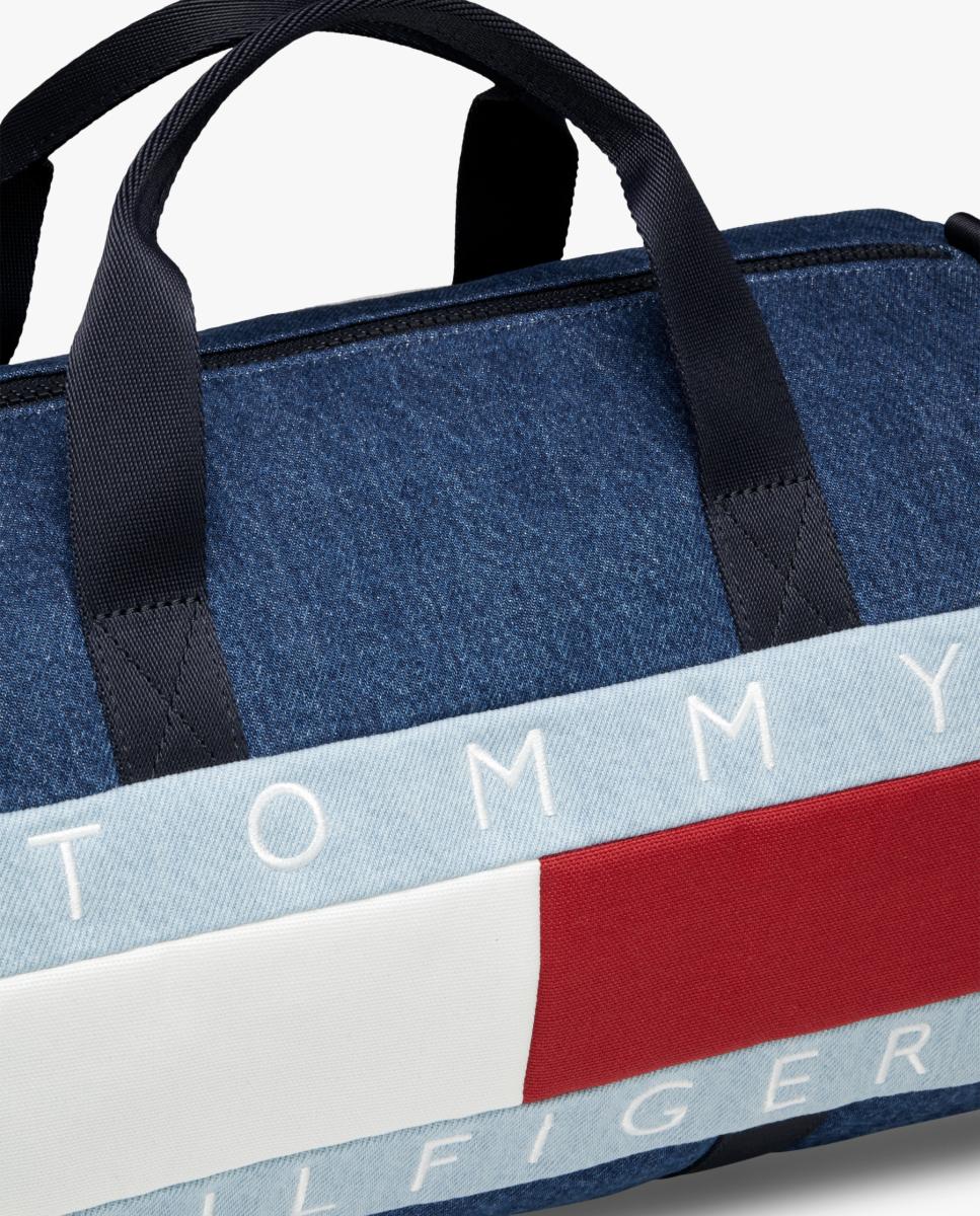 Saco de Desporto em Tecido de Ganga com Bandeira da Marca Tommy Hilfiger Azul-3