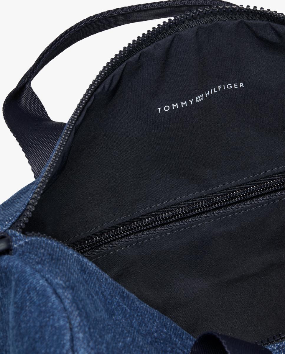 Saco de Desporto em Tecido de Ganga com Bandeira da Marca Tommy Hilfiger Azul-4