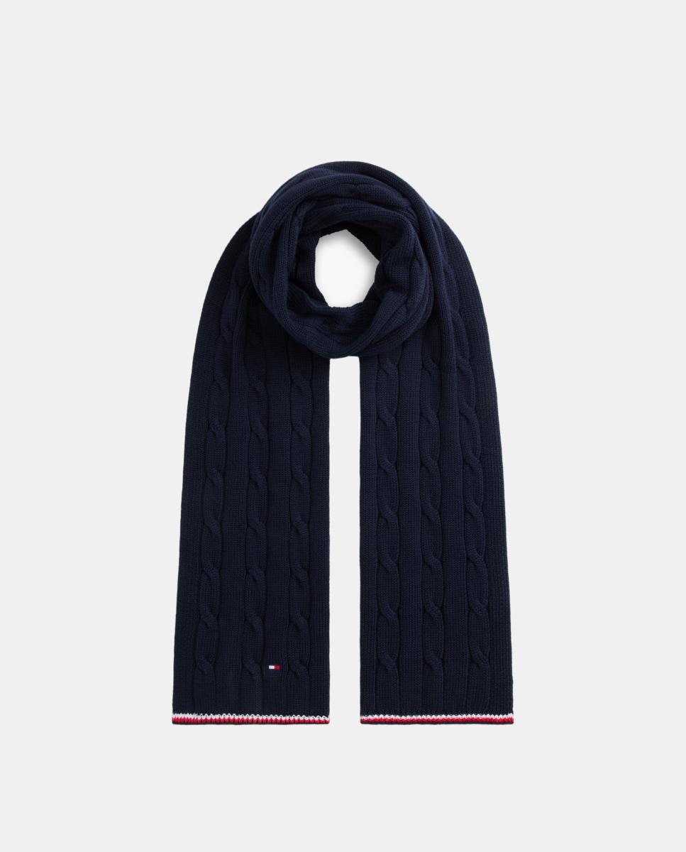 Conjunto de Cachecol e Gorro Lisos Azul-2