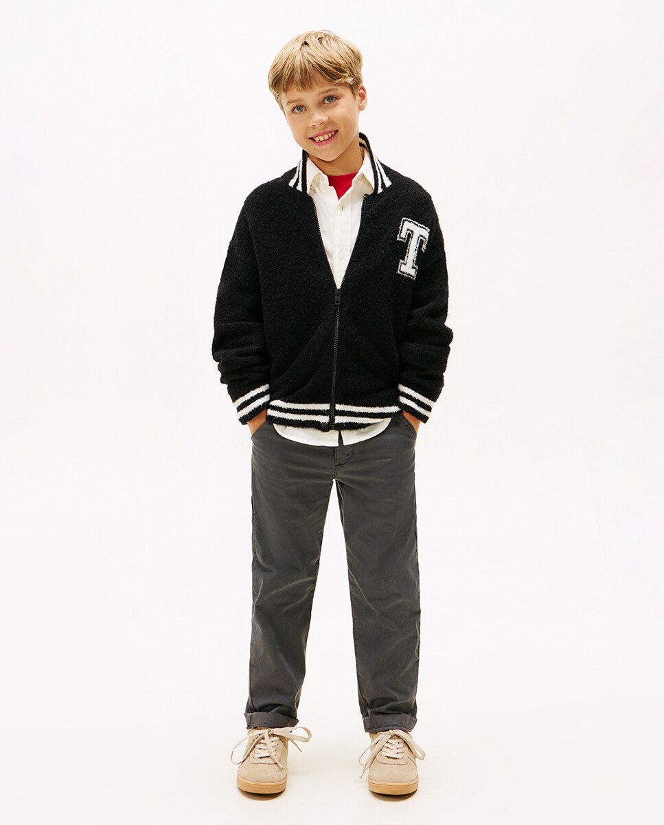 Pantalón largo de niño de corte recto 10 Años/10 Gris oscuro