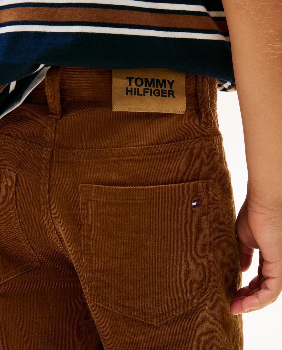 Calças de Bombazina Castanho-4