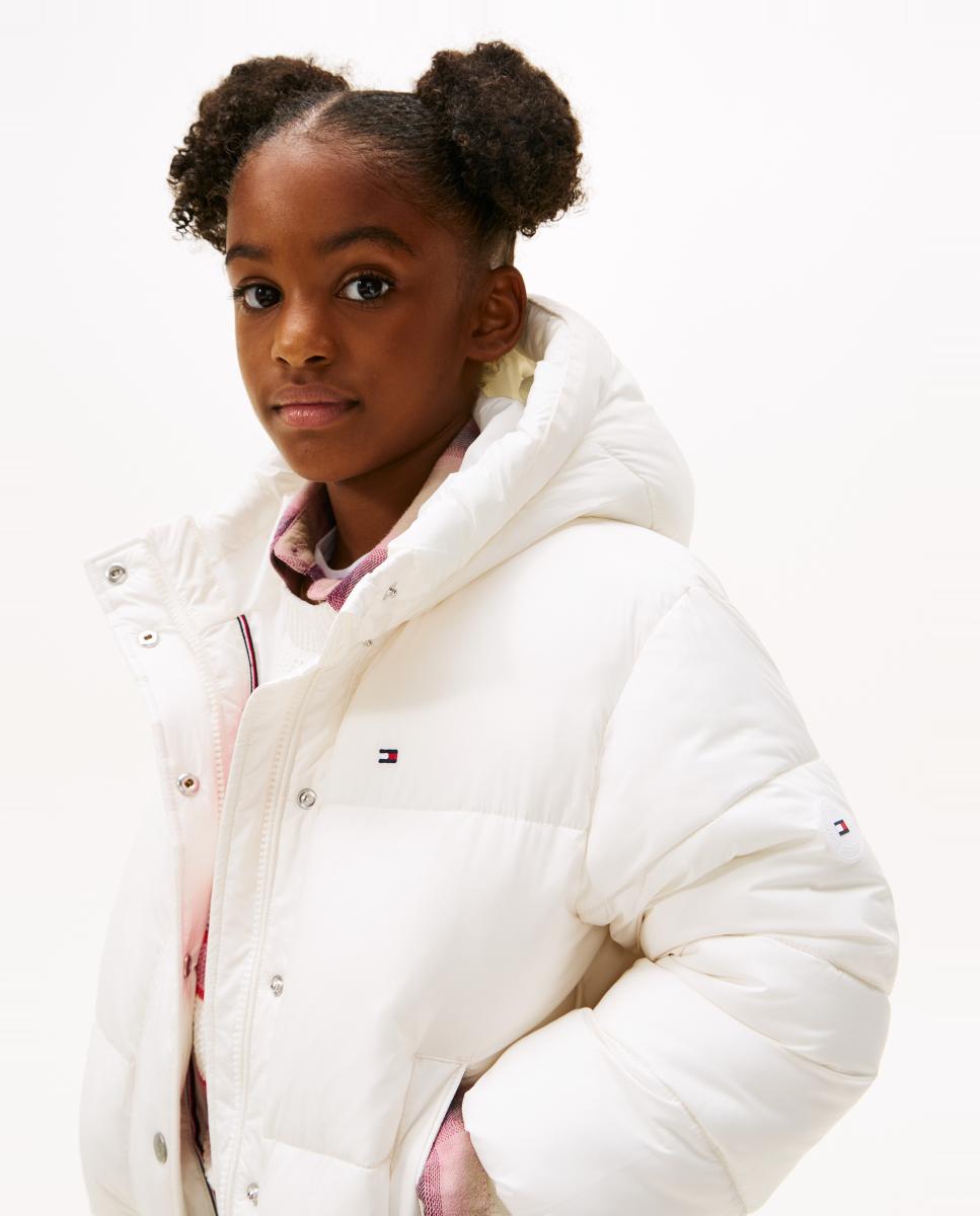 Sobretudo Acolchoado com Capuz Branco-3