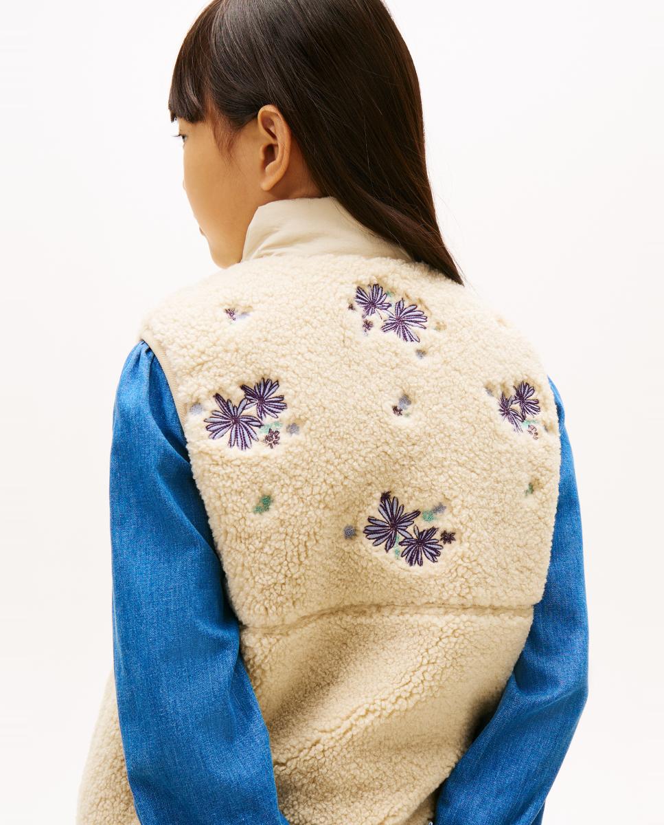 Colete de Pelo de Borrego com Bordado Floral Tommy Hilfiger Castanho-2