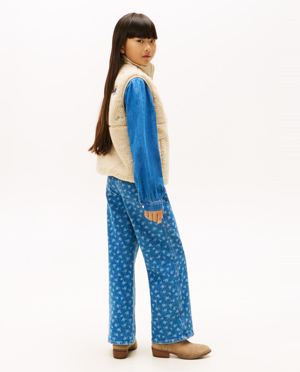 Colete de Pelo de Borrego com Bordado Floral Tommy Hilfiger Castanho-4