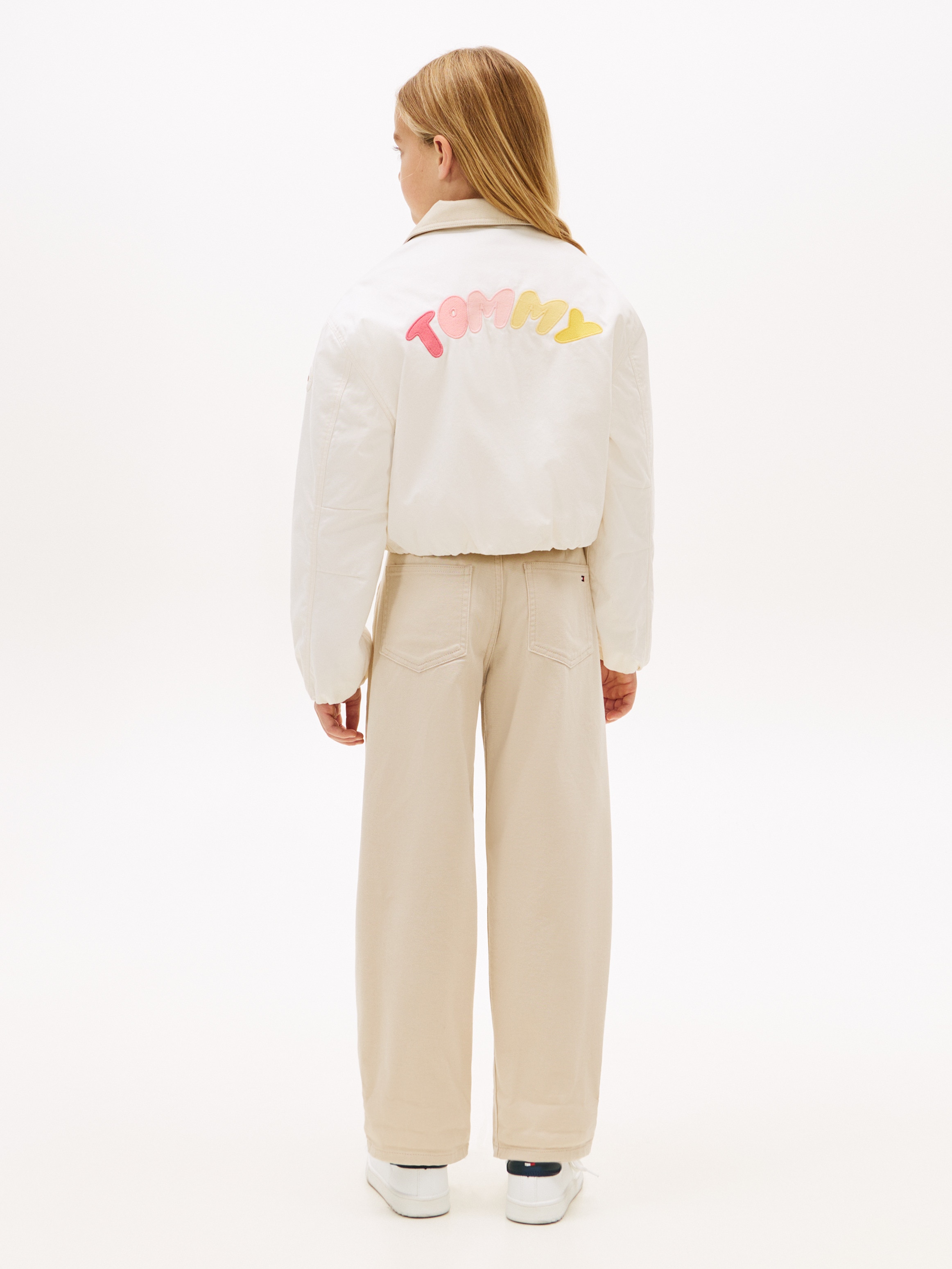 Blusão Bomber com Logótipo Traseiro em Relevo Creme-2