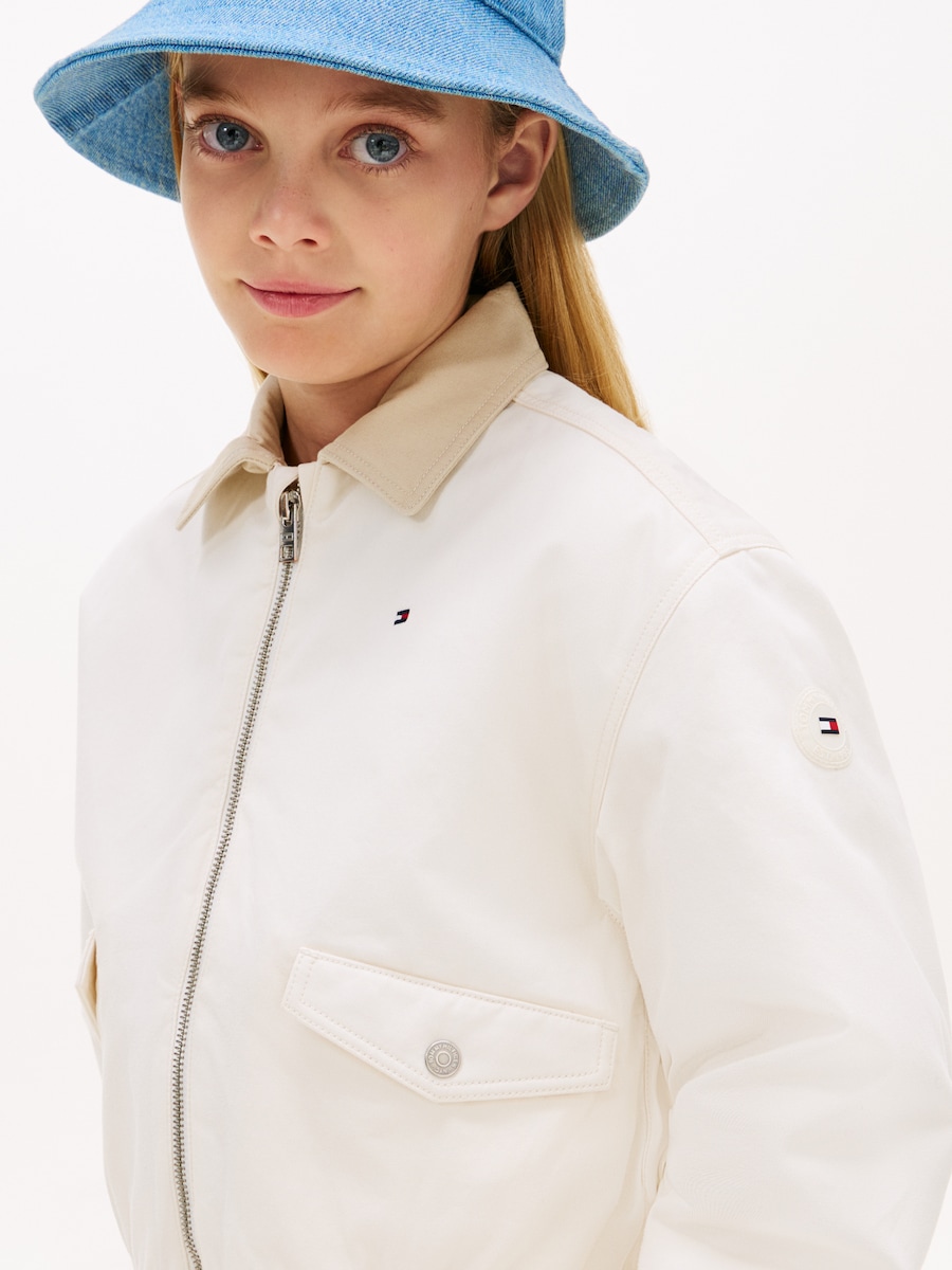 Blusão Bomber com Logótipo Traseiro em Relevo Creme-3